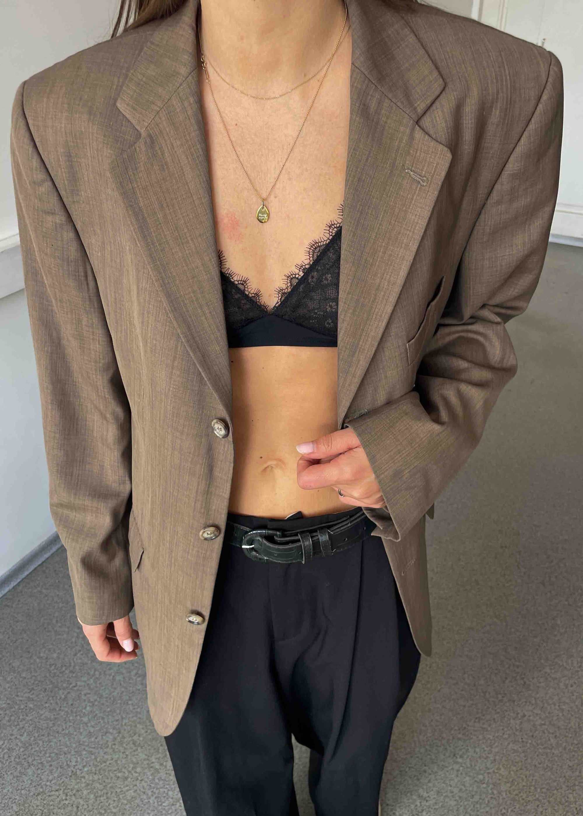 Vintage Mocha Brown Oversized Blazer