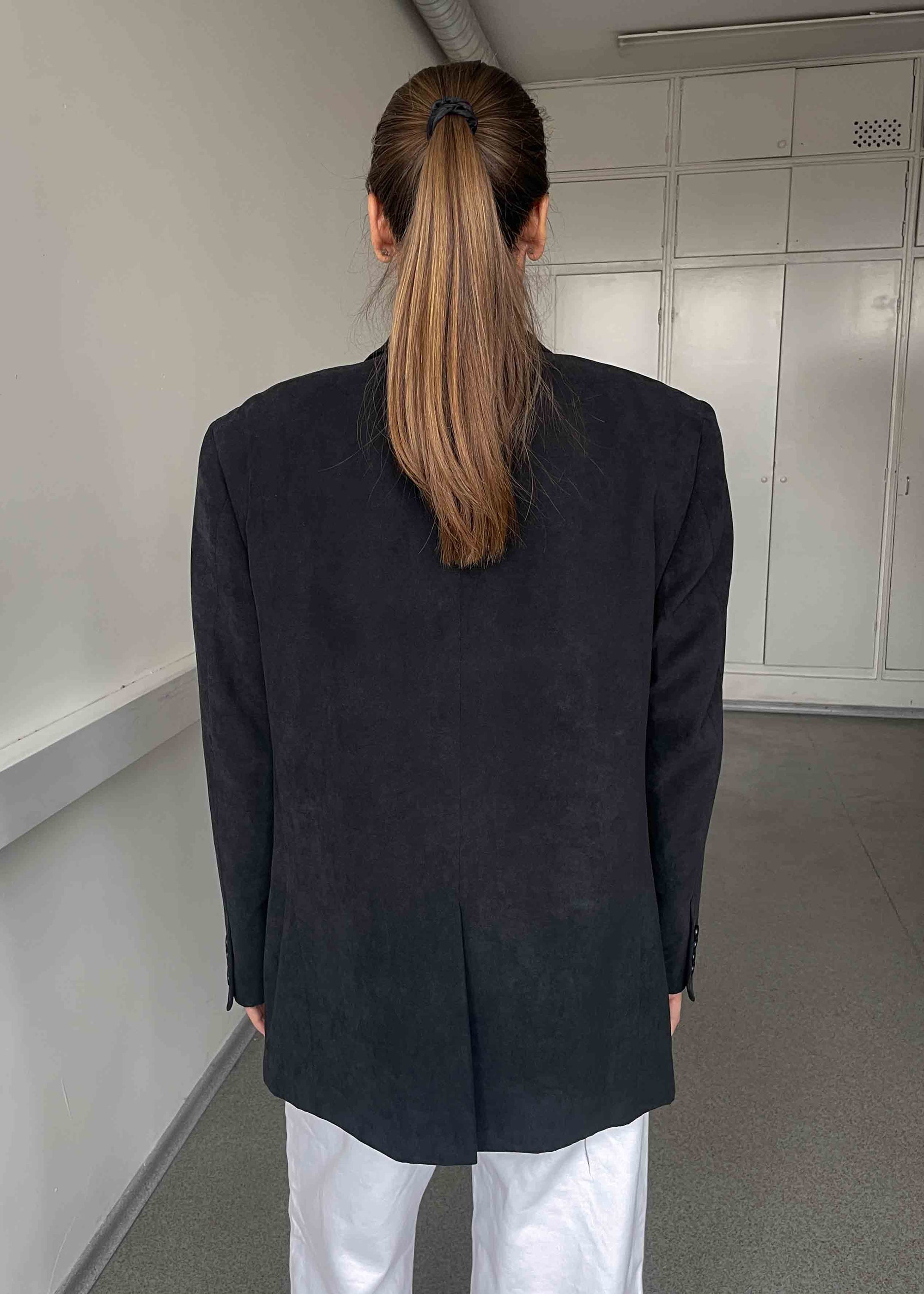 Vintage Black Oversized Velvet Blazer
