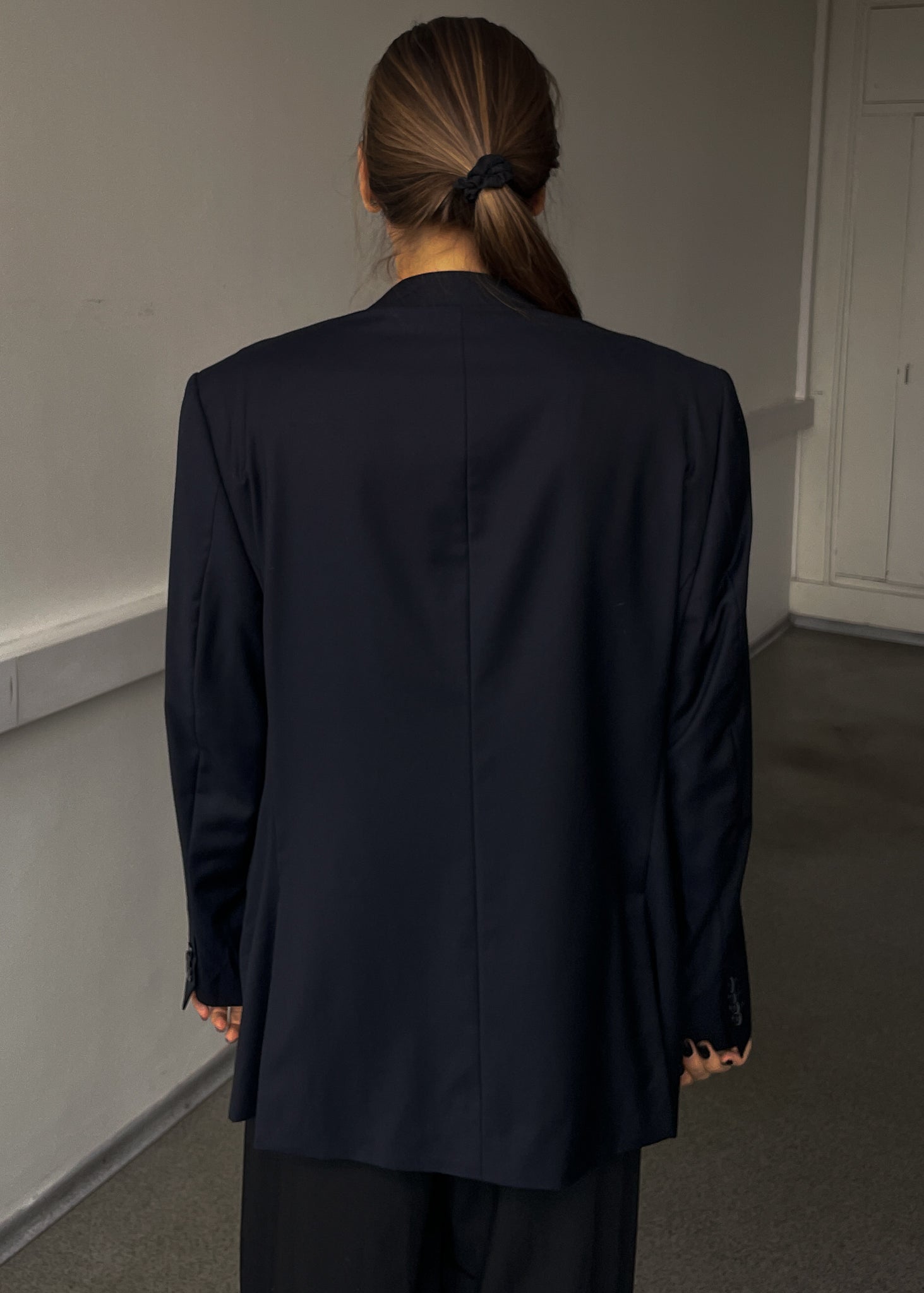 Vintage Navy Blue Oversized 100% WOOL Blazer