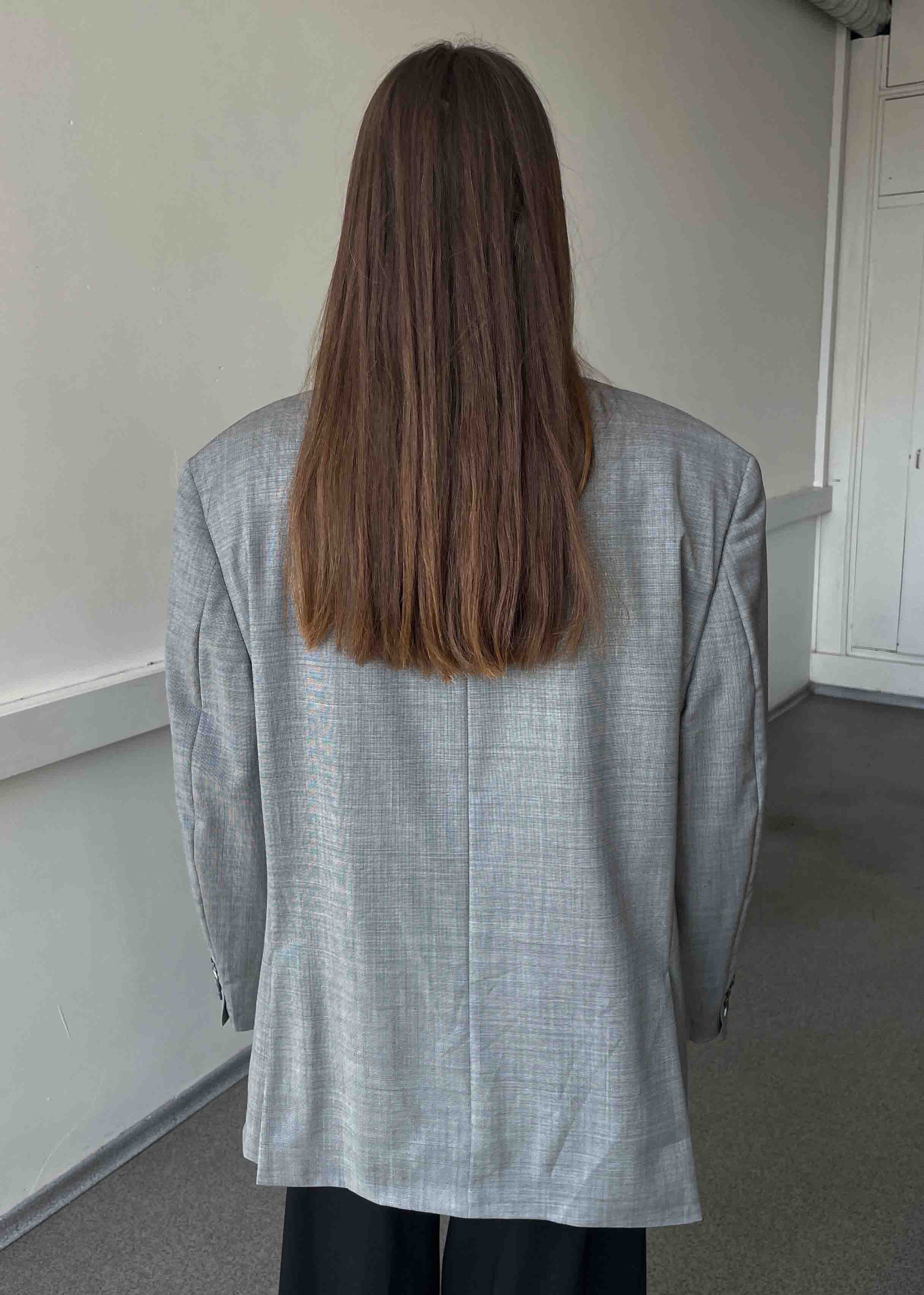 Vintage Light Grey Patterned Oversized 100% WOOL Blazer by CALVIN KLEIN