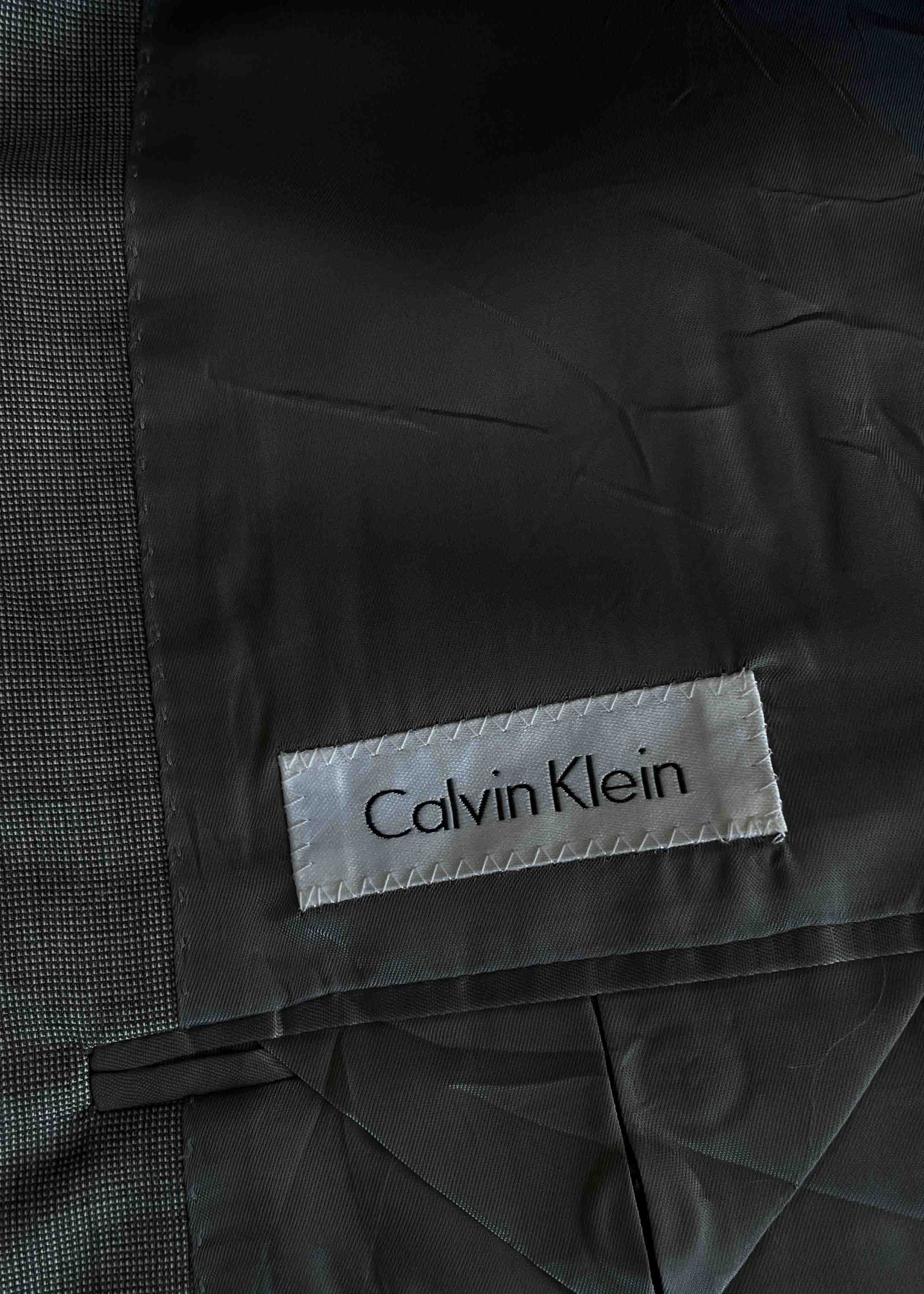 Vintage Light Grey Patterned Oversized 100% WOOL Blazer by CALVIN KLEIN