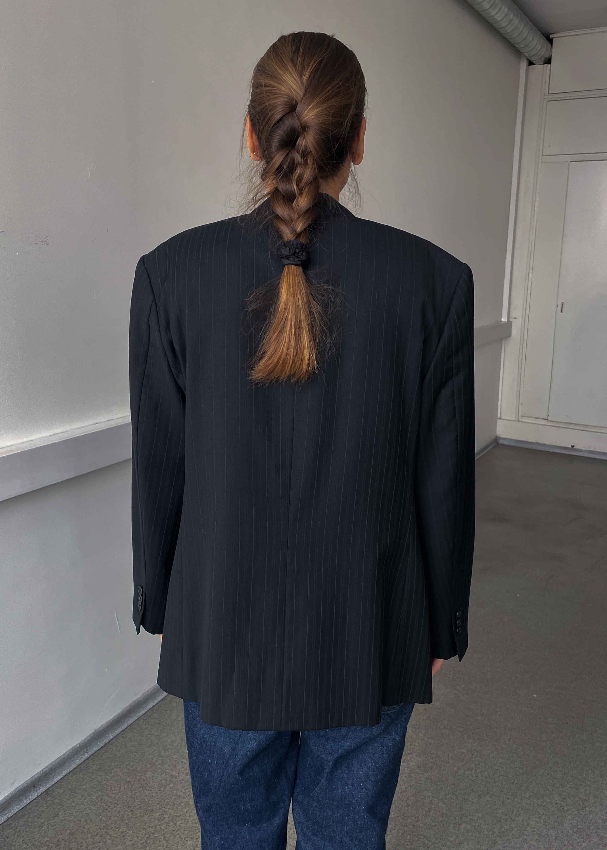 Vintage Black Stripped Oversized Blazer