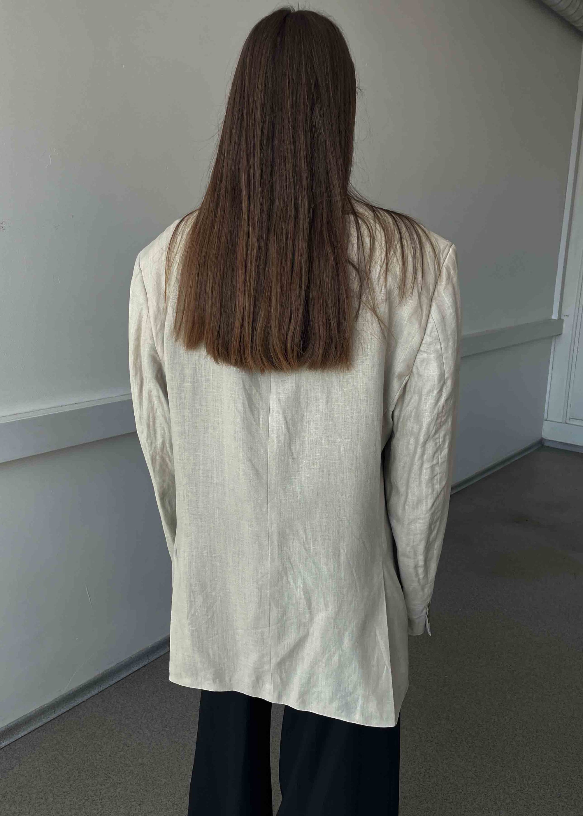 Vintage Beige Oversized 100% Linen Blazer by CALVIN KLEIN