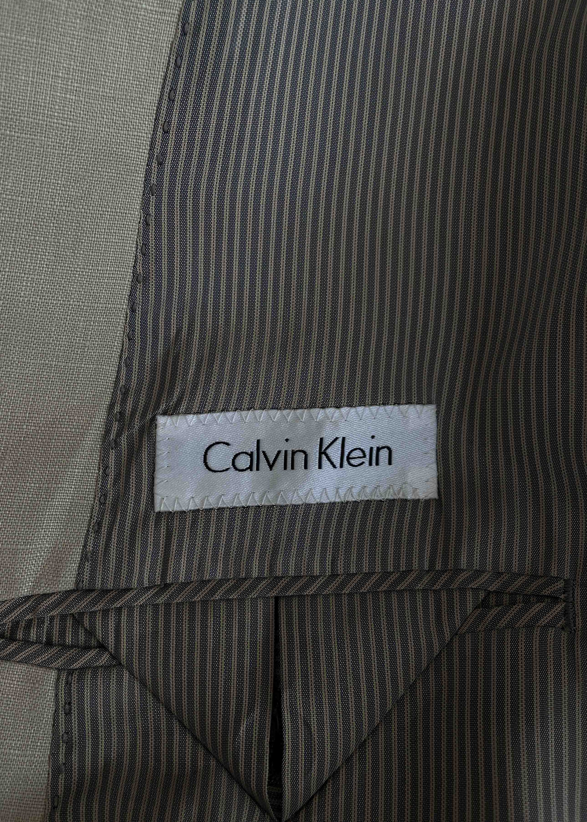 Vintage Beige Oversized 100% Linen Blazer by CALVIN KLEIN