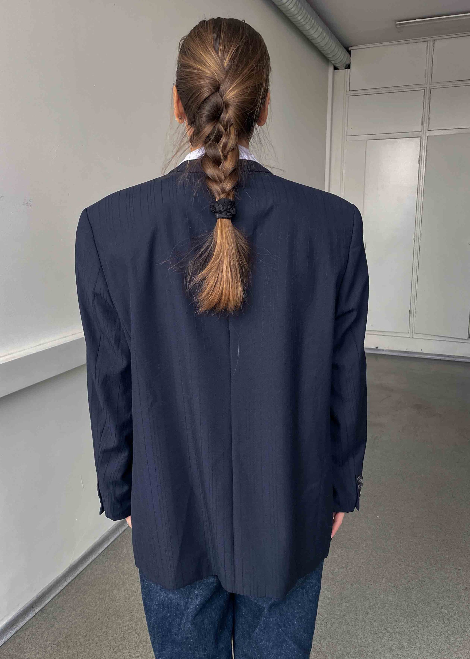 Vintage Navy Blue Stripped Oversized Blazer