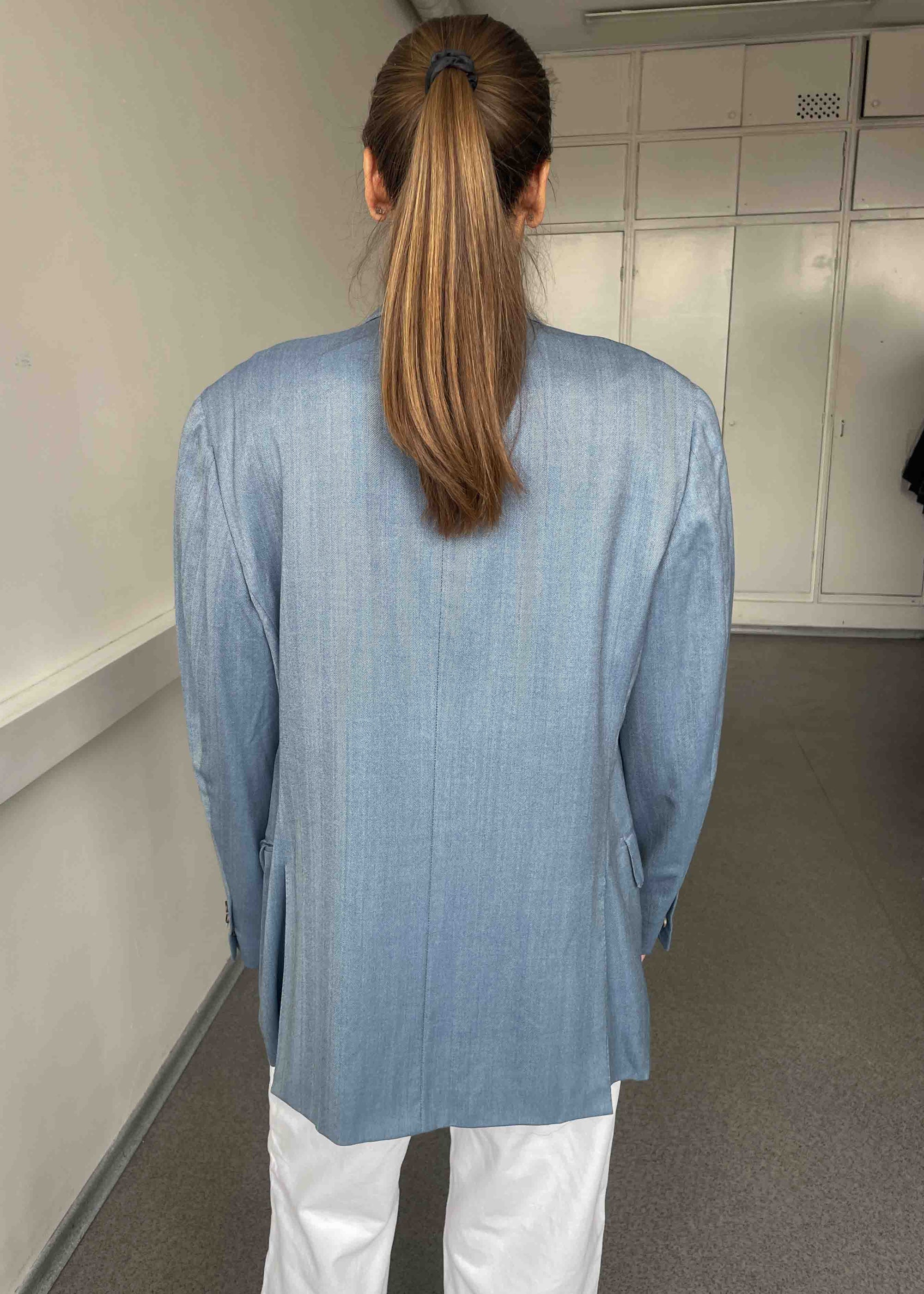 Vintage Light Blue Oversized 100% WOOL Blazer