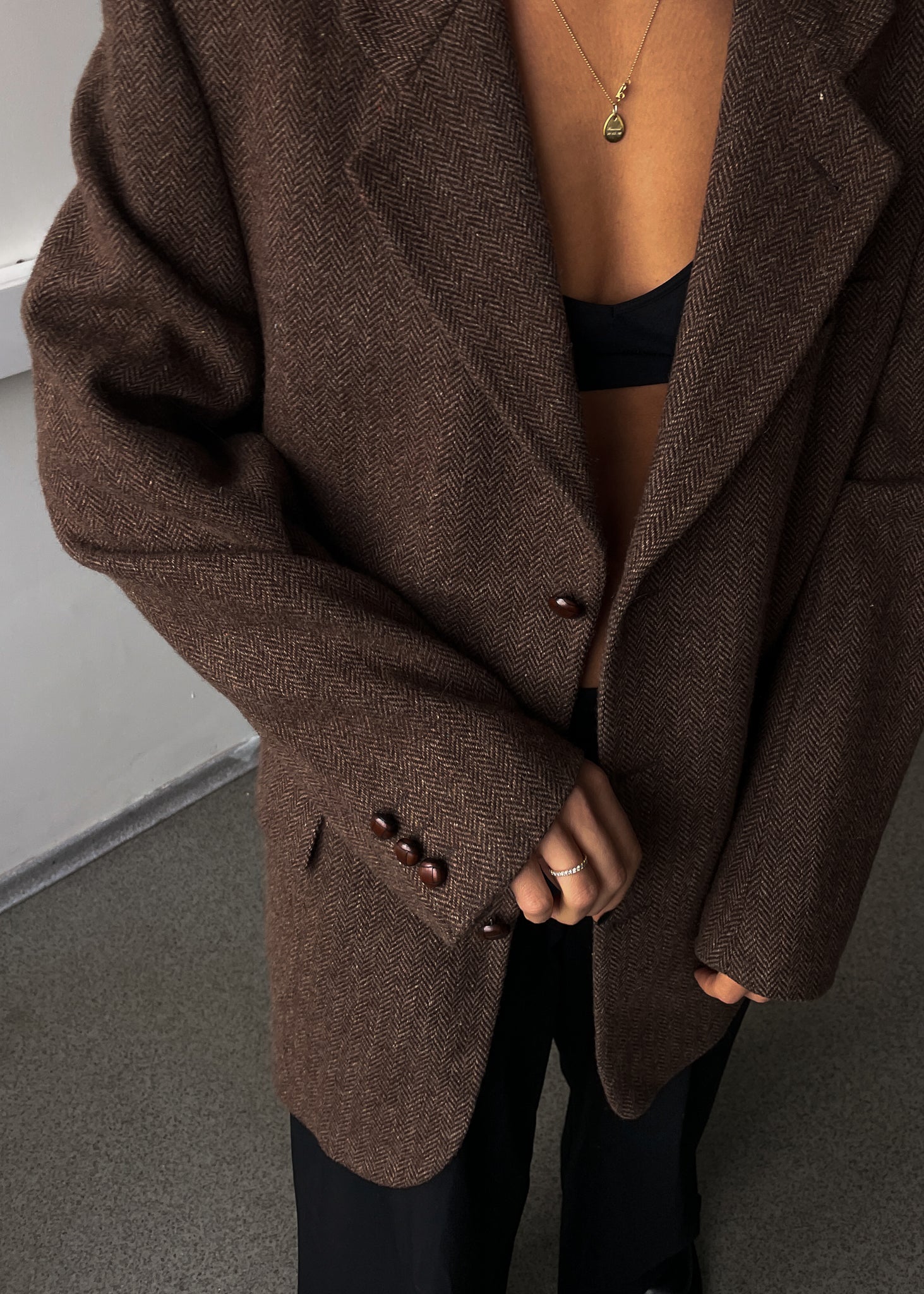 Vintage Brown Patterned Oversized Blazer