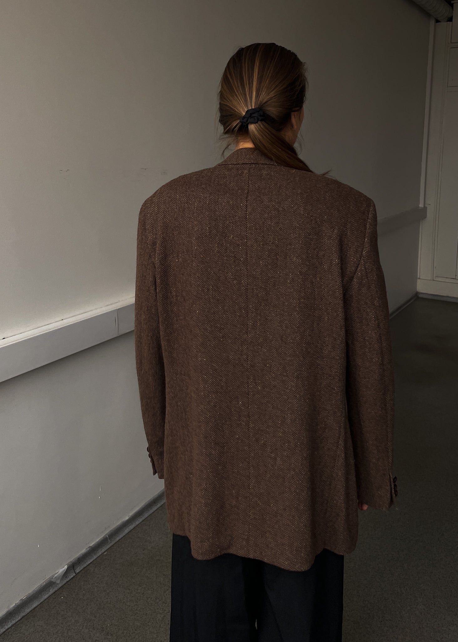 Vintage Brown Patterned Oversized Blazer