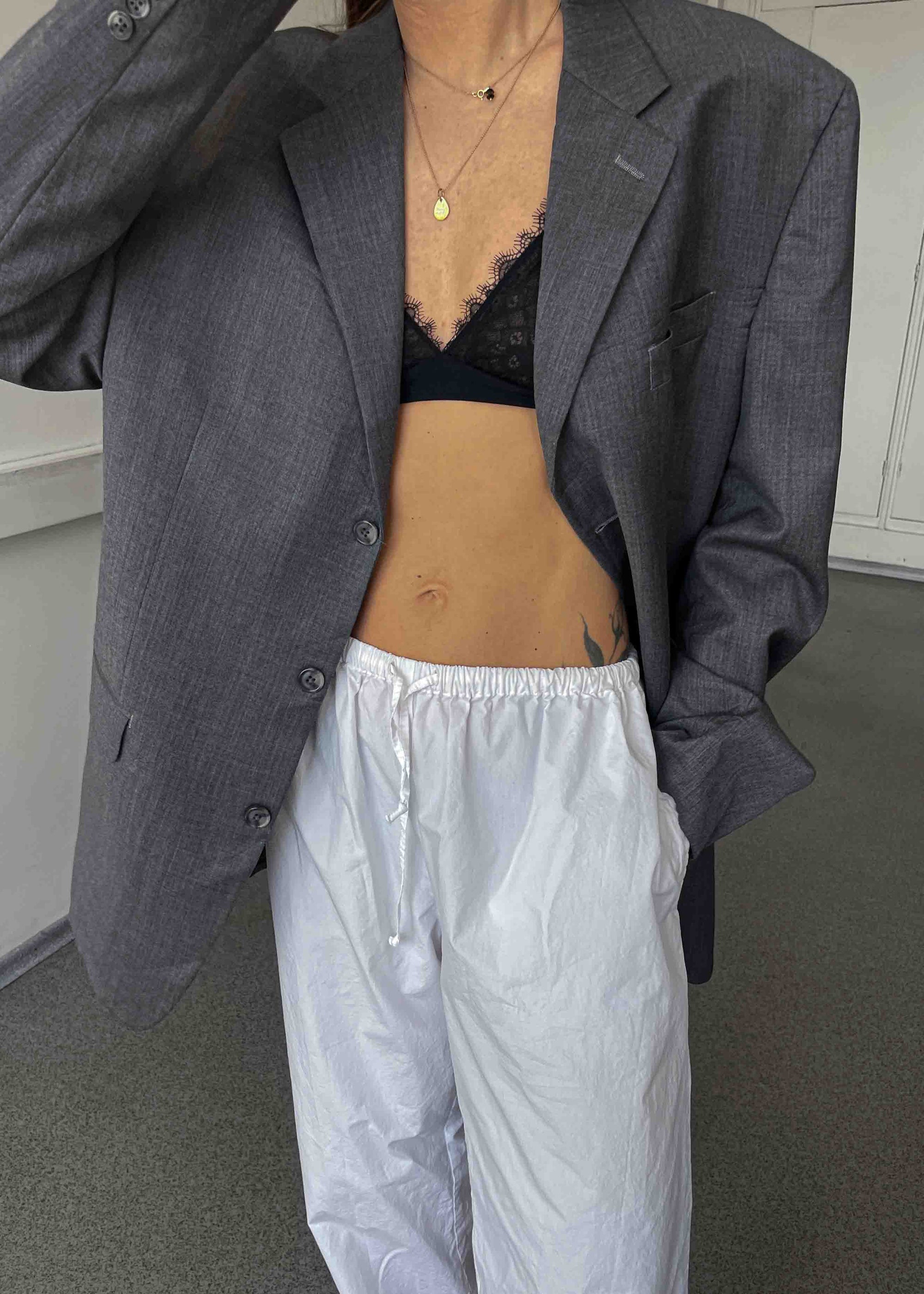 Vintage Grey Oversized 100% WOOL Blazer by CALVIN KLEIN