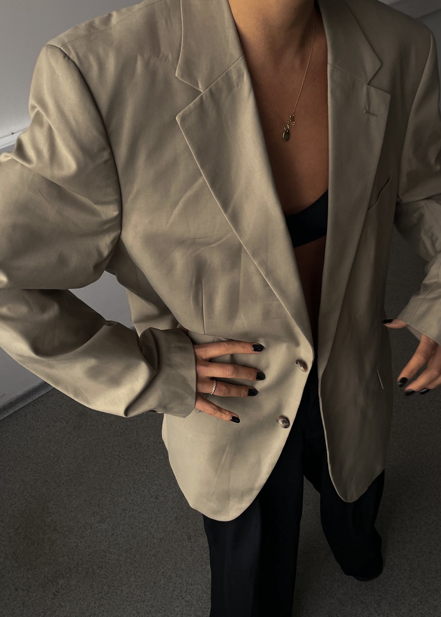 Vintage Beige Oversized  Blazer
