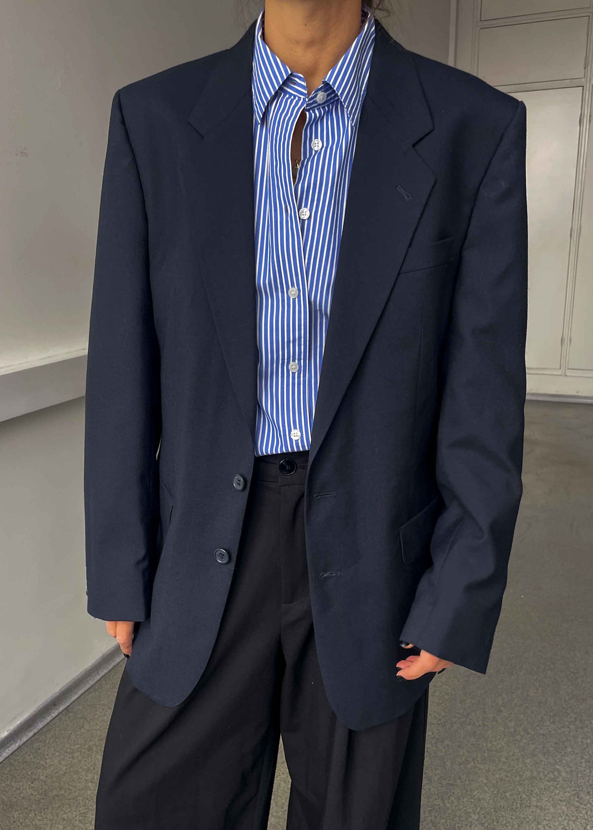 Vintage Navy Blue Oversized Blazer