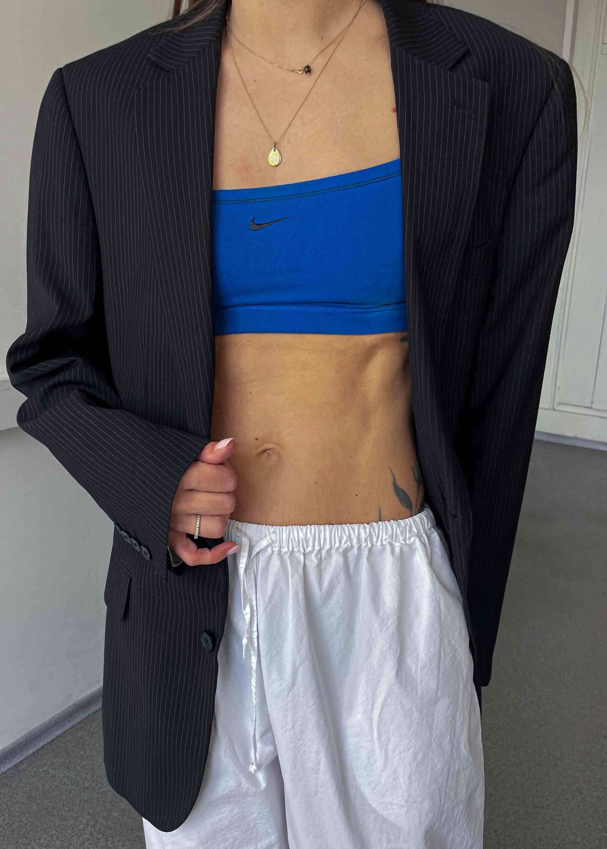 Vintage Classic Black Stripped Oversized Blazer
