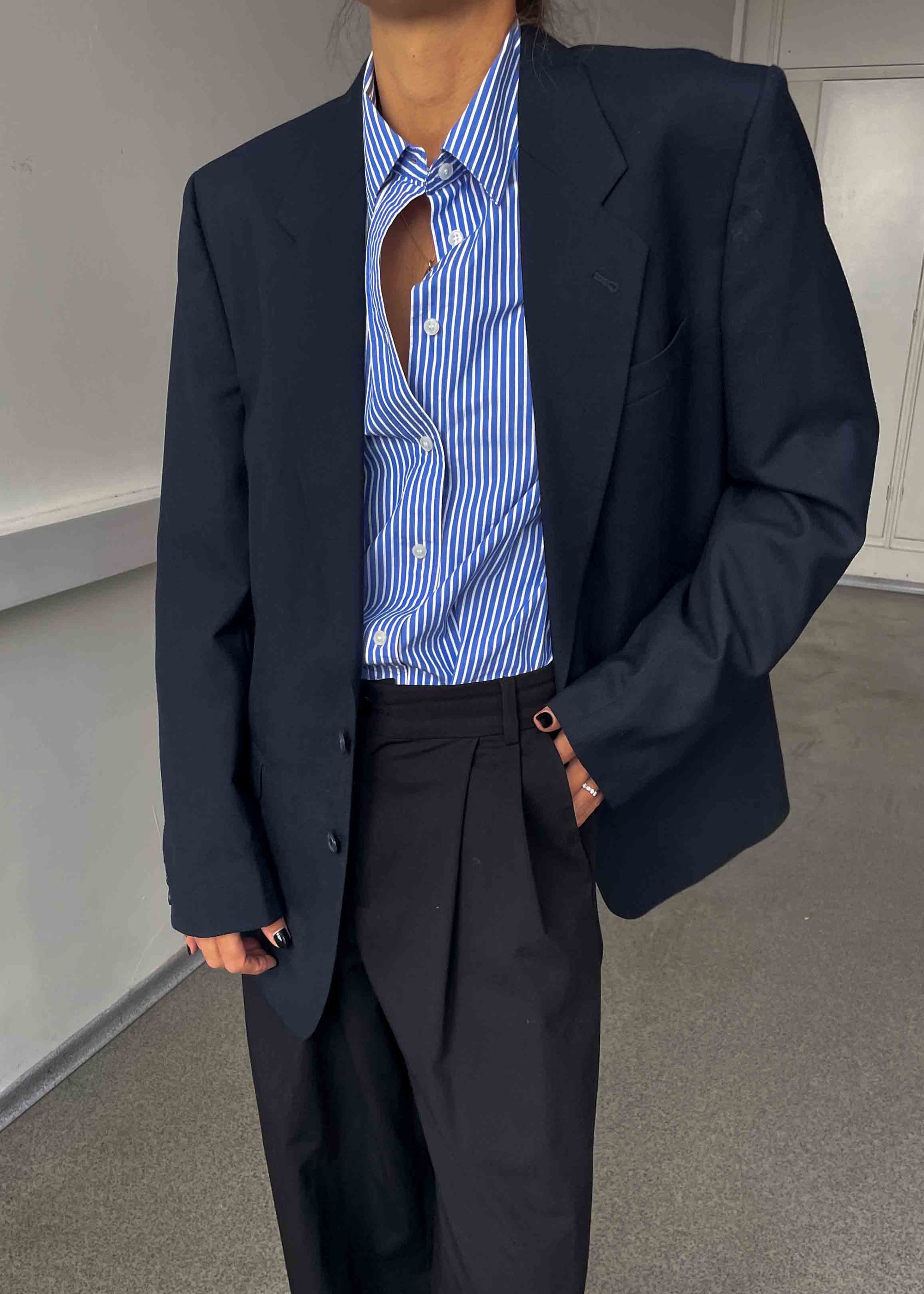 Vintage Navy Blue Oversized Blazer