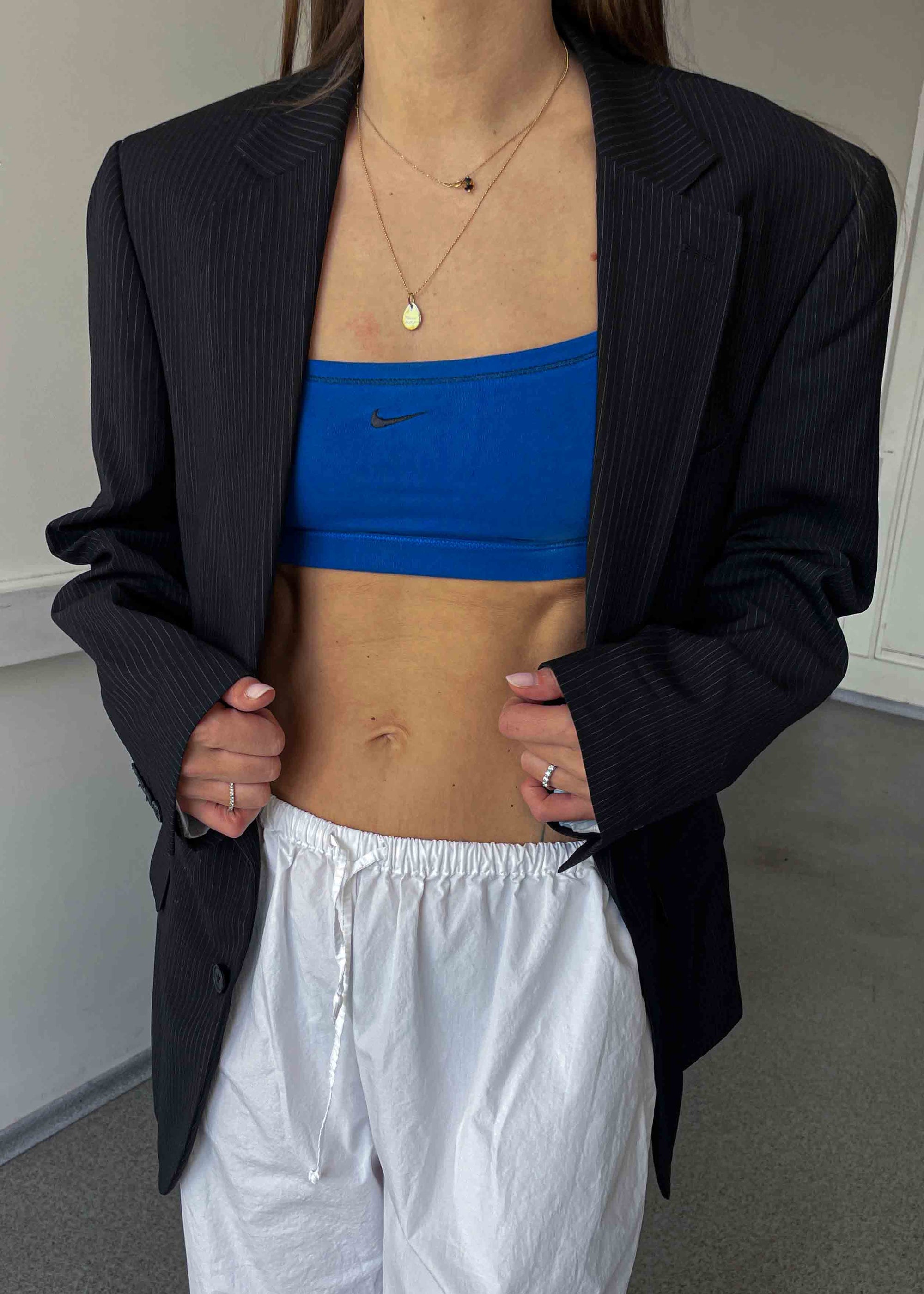 Vintage Classic Black Stripped Oversized Blazer