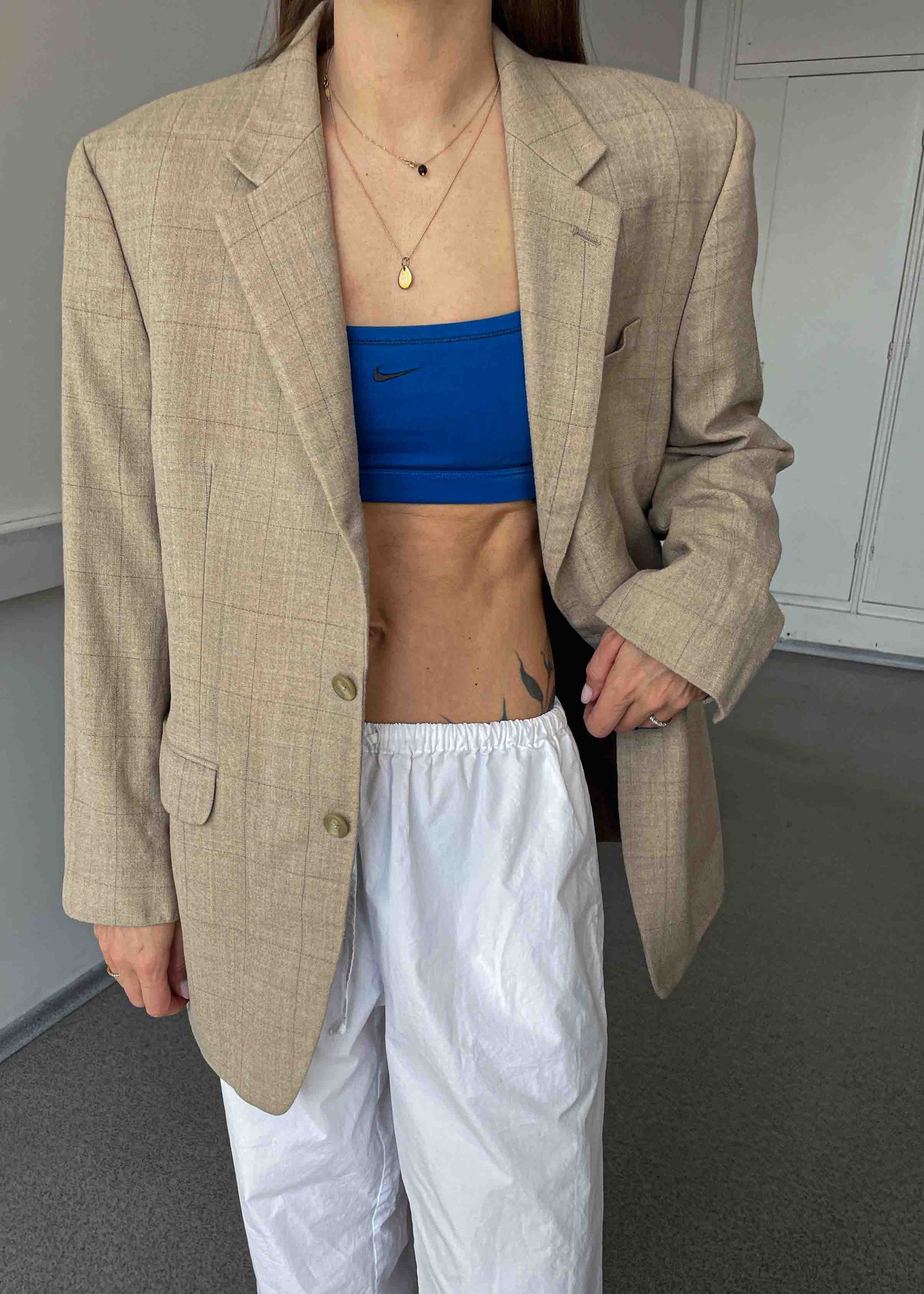 Vintage Camel Brown Checked Oversized Blazer by RALPH LAUREN