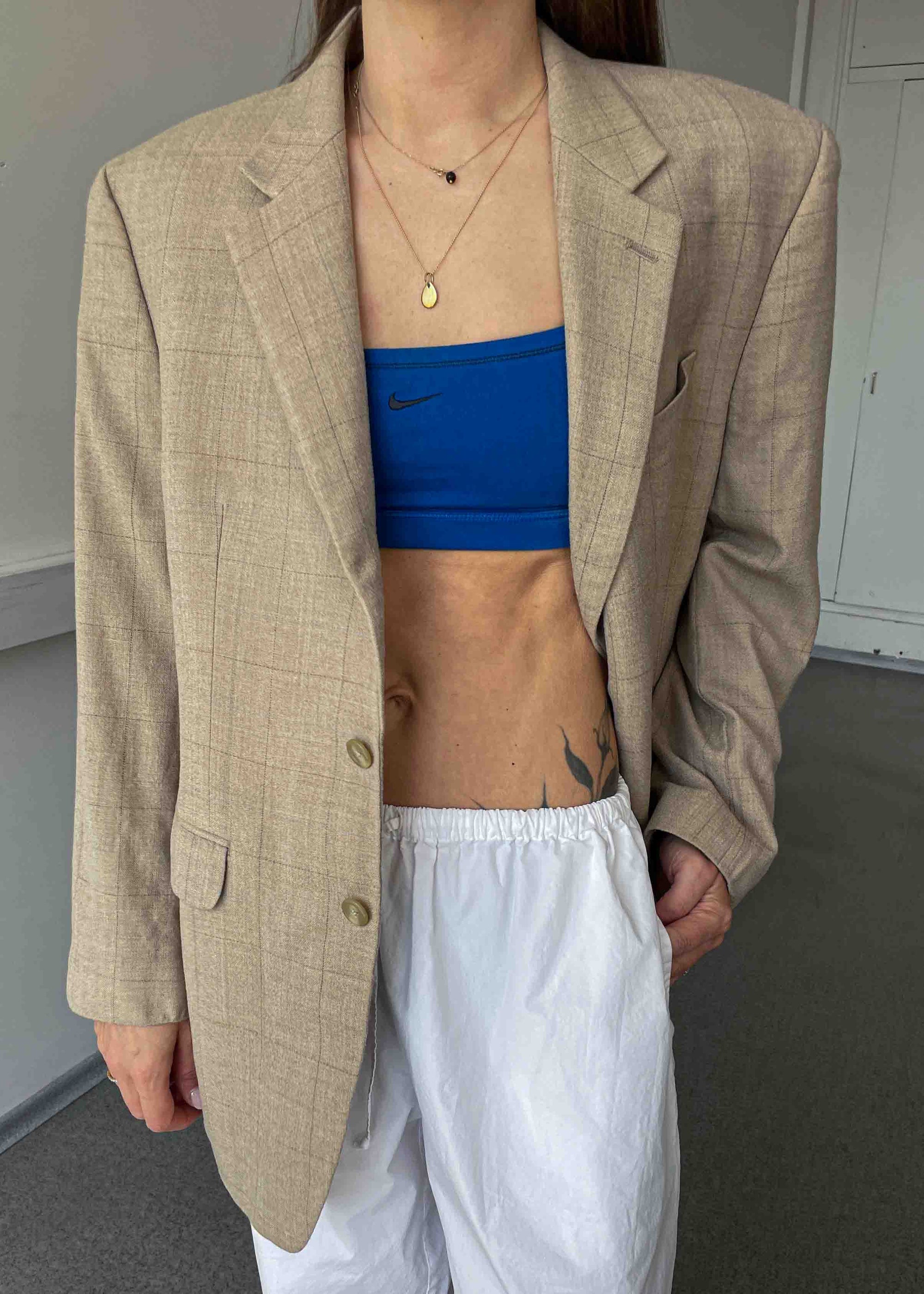 Vintage Camel Brown Checked Oversized Blazer by RALPH LAUREN