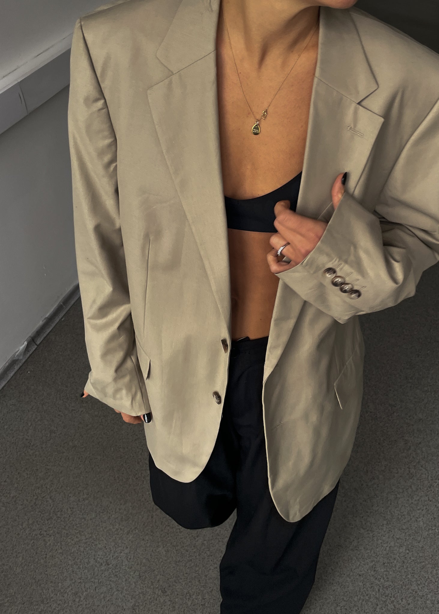 Vintage Beige Oversized  Blazer