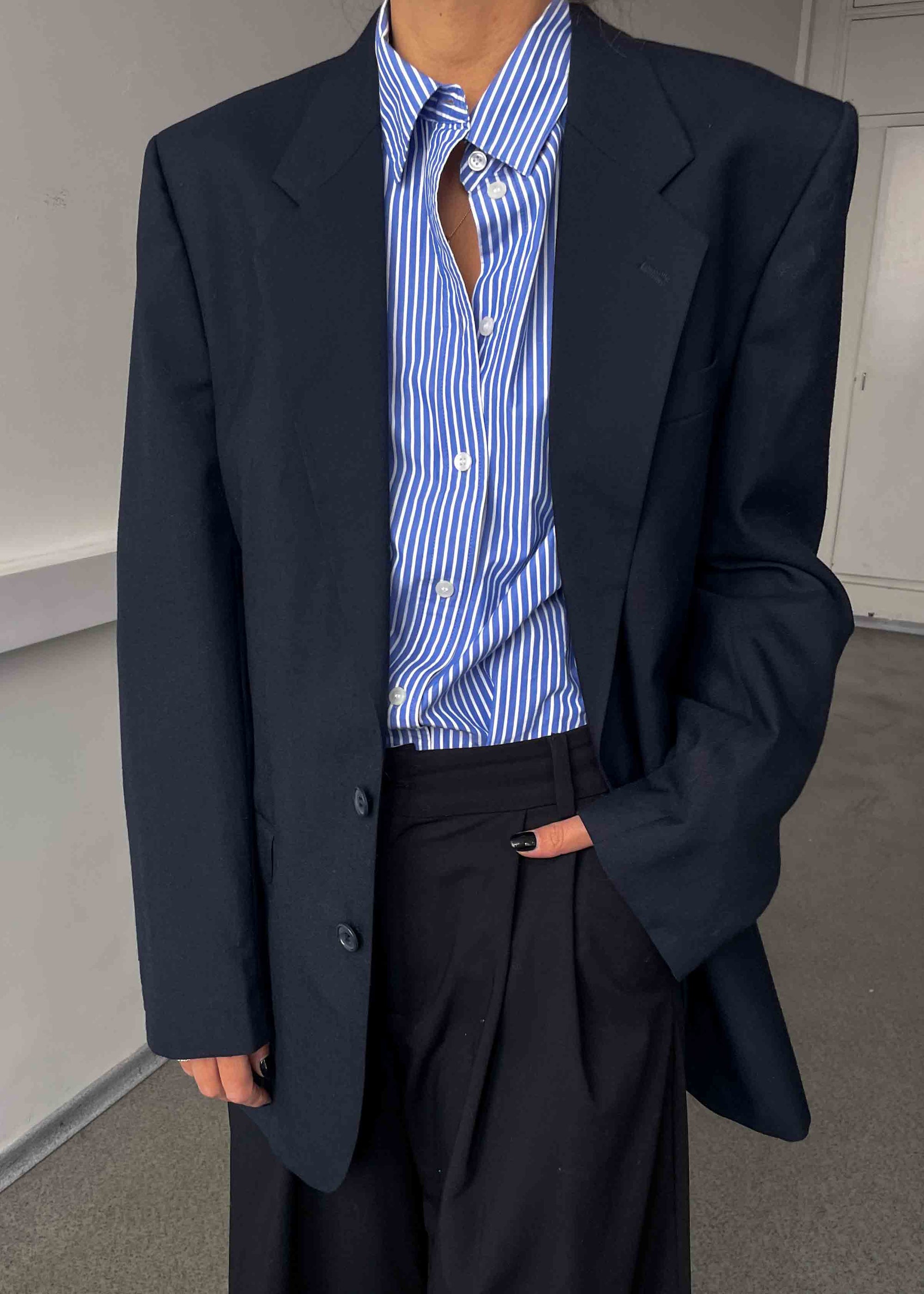 Vintage Navy Blue Oversized Blazer