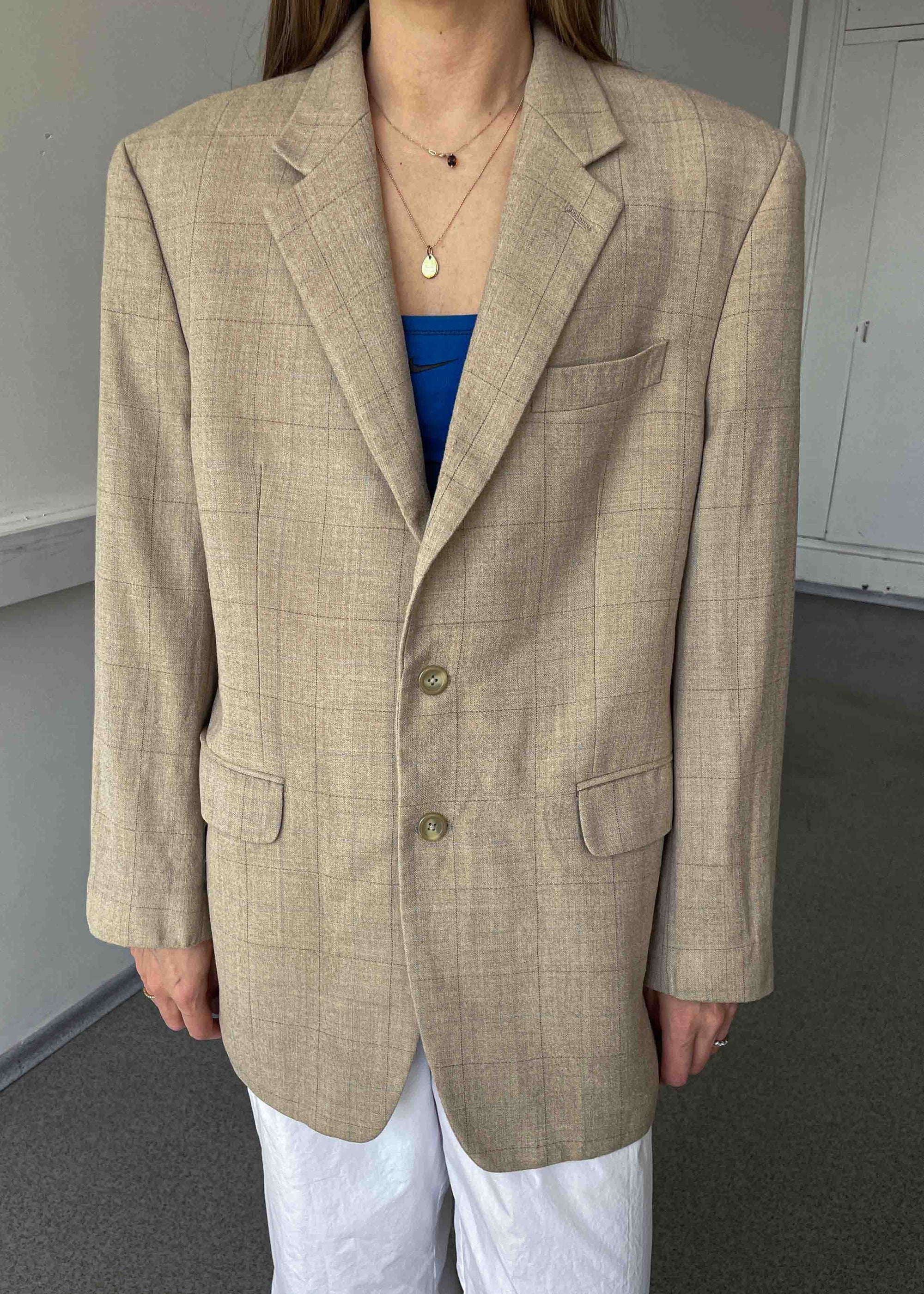 Vintage Camel Brown Checked Oversized Blazer by RALPH LAUREN