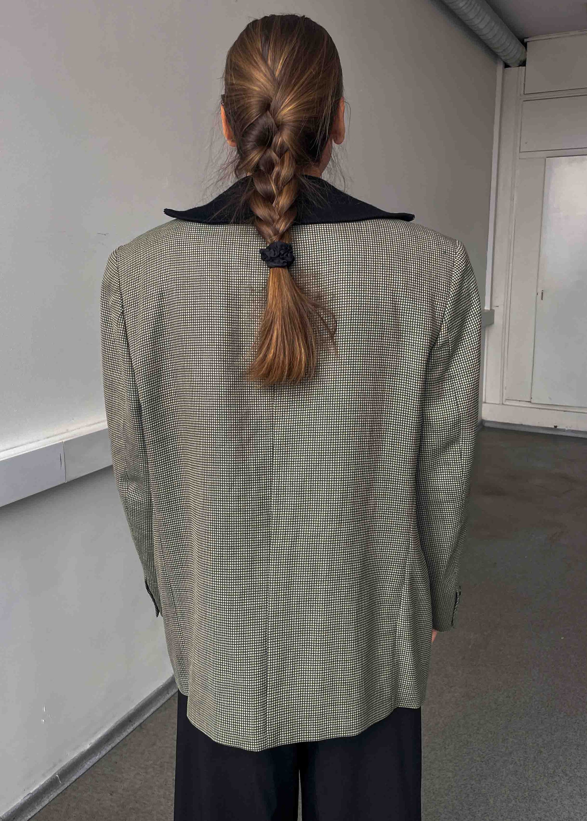 Vintage Sage Green Patterned Oversized Blazer