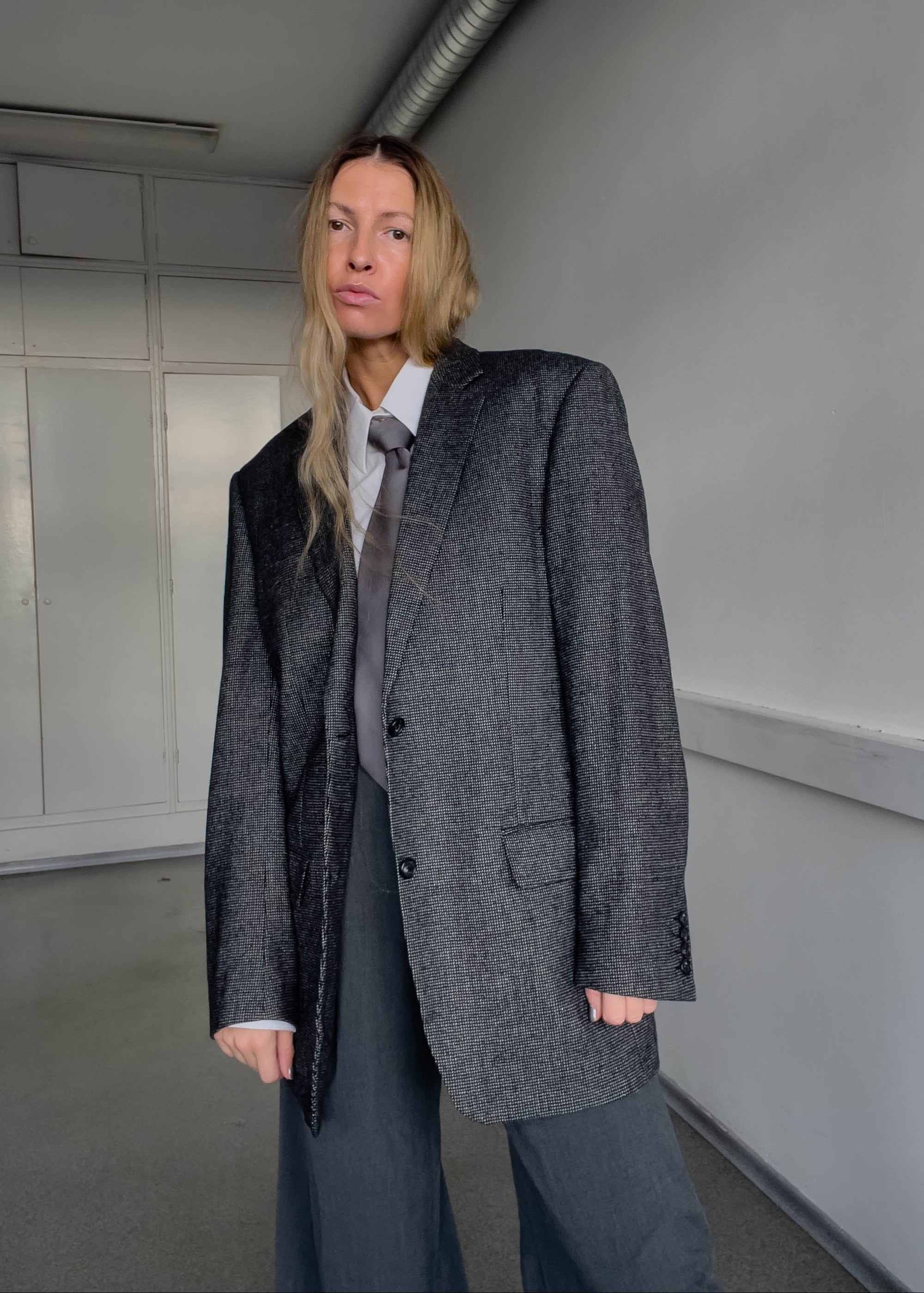 Vintage Black & Grey Oversized Blazer