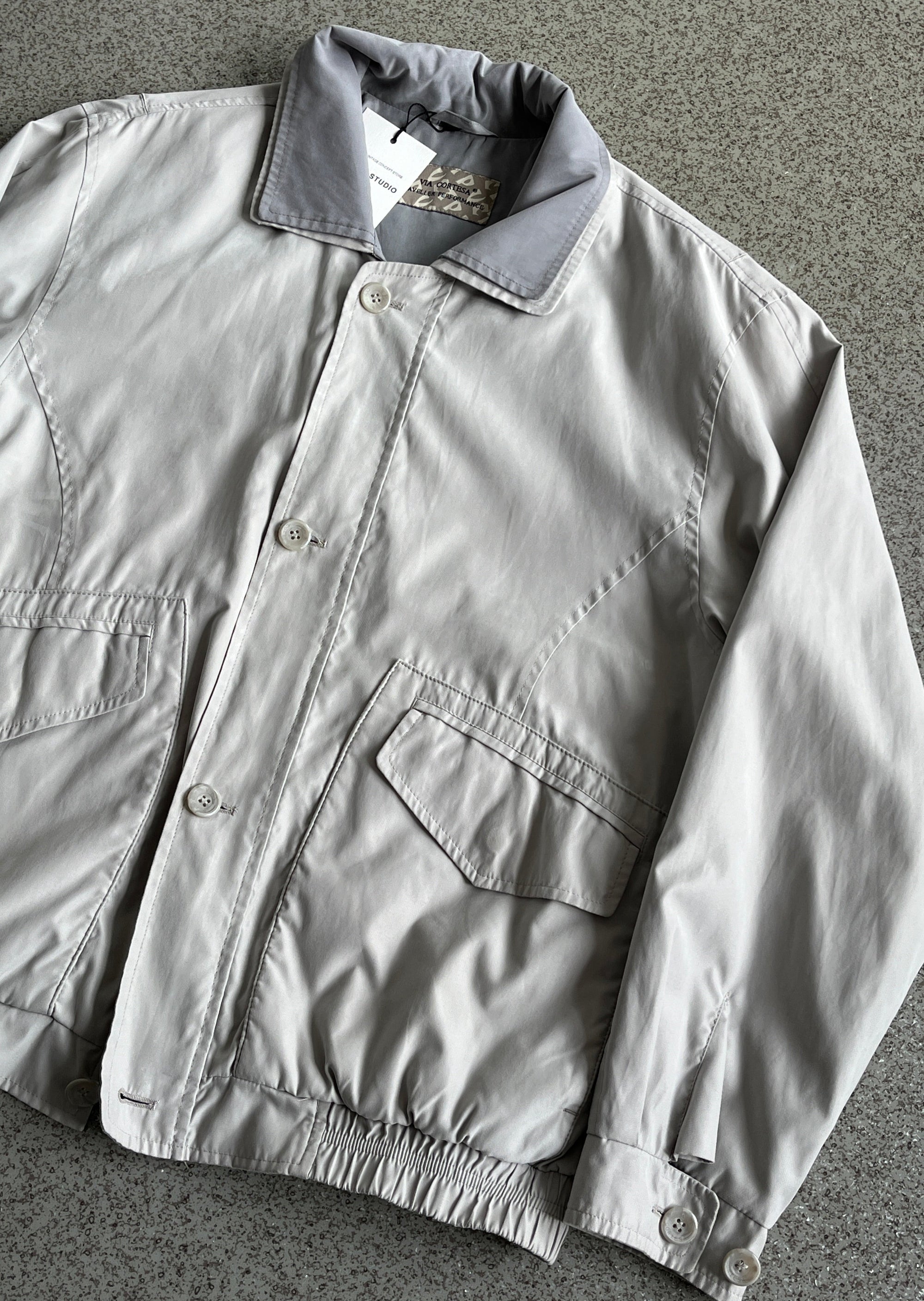 Vintage Grey Oversized Bomber Jacket