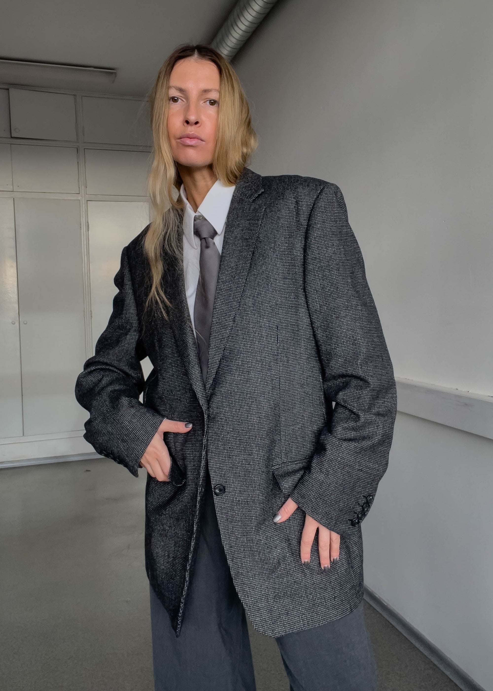 Vintage Black & Grey Oversized Blazer