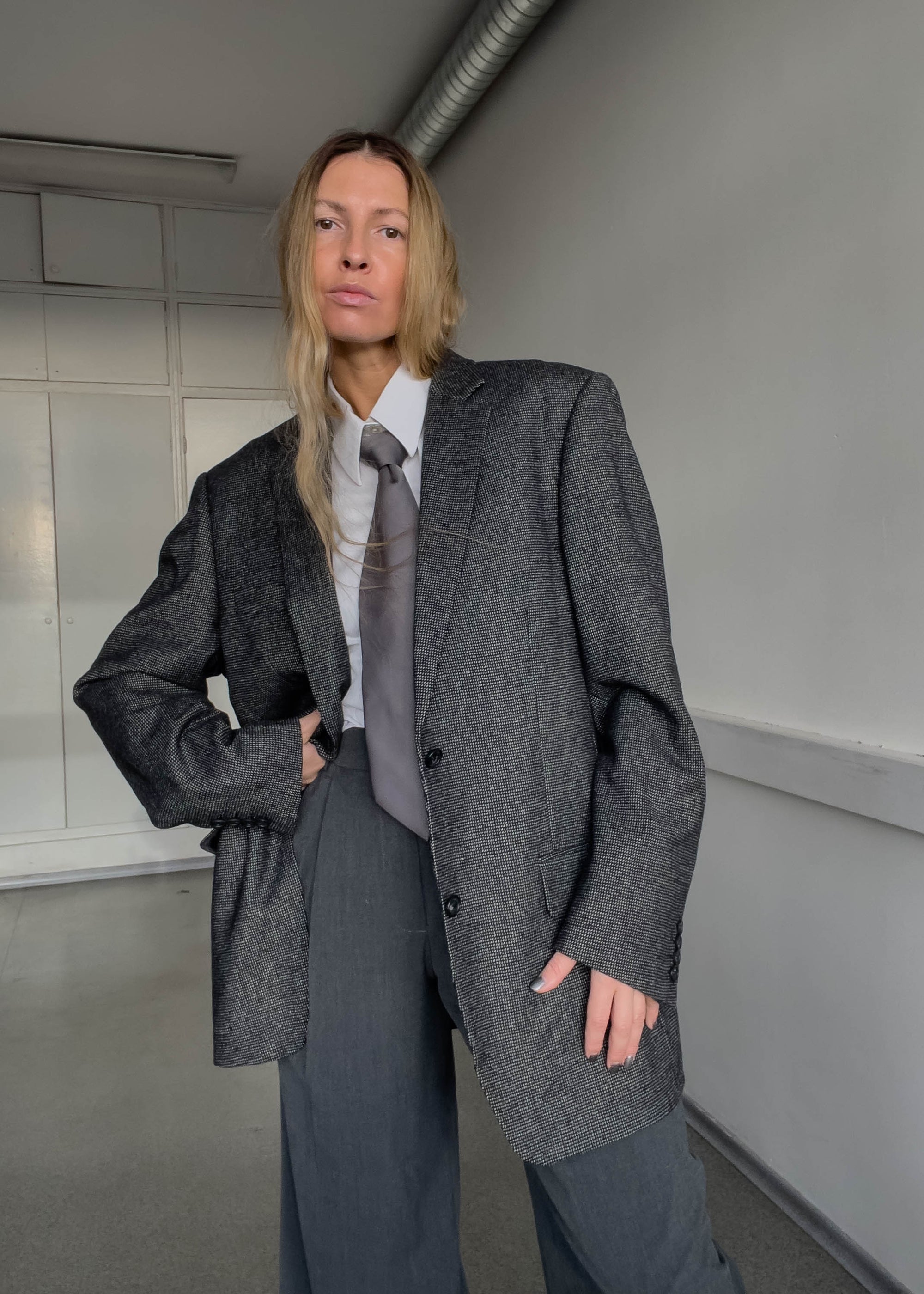 Vintage Black & Grey Oversized Blazer