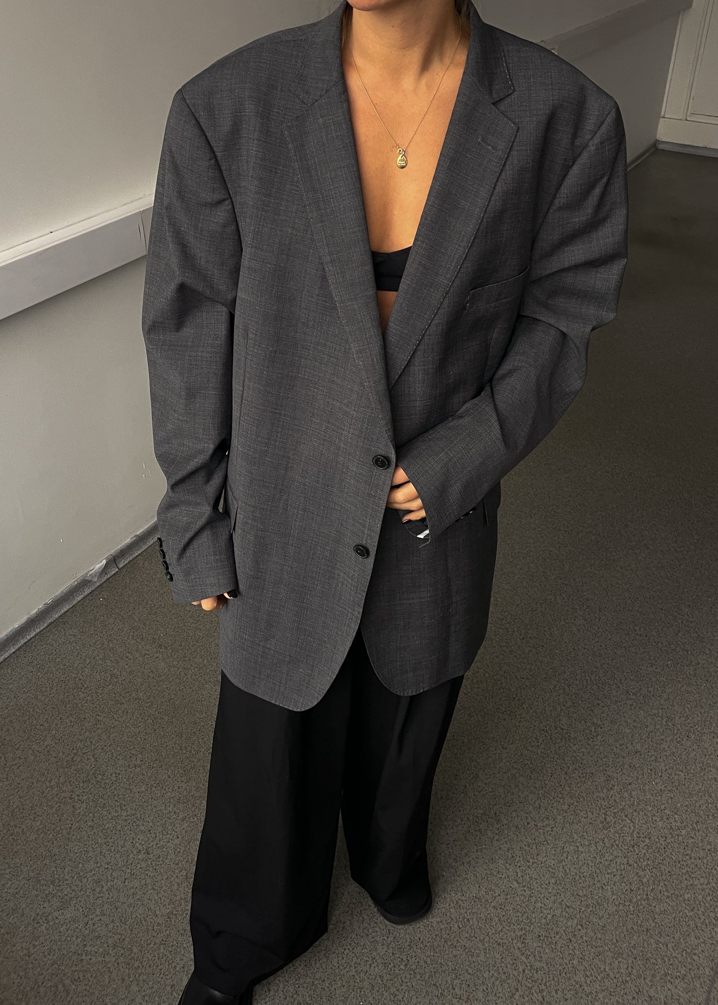 Vintage Grey Oversized Blazer