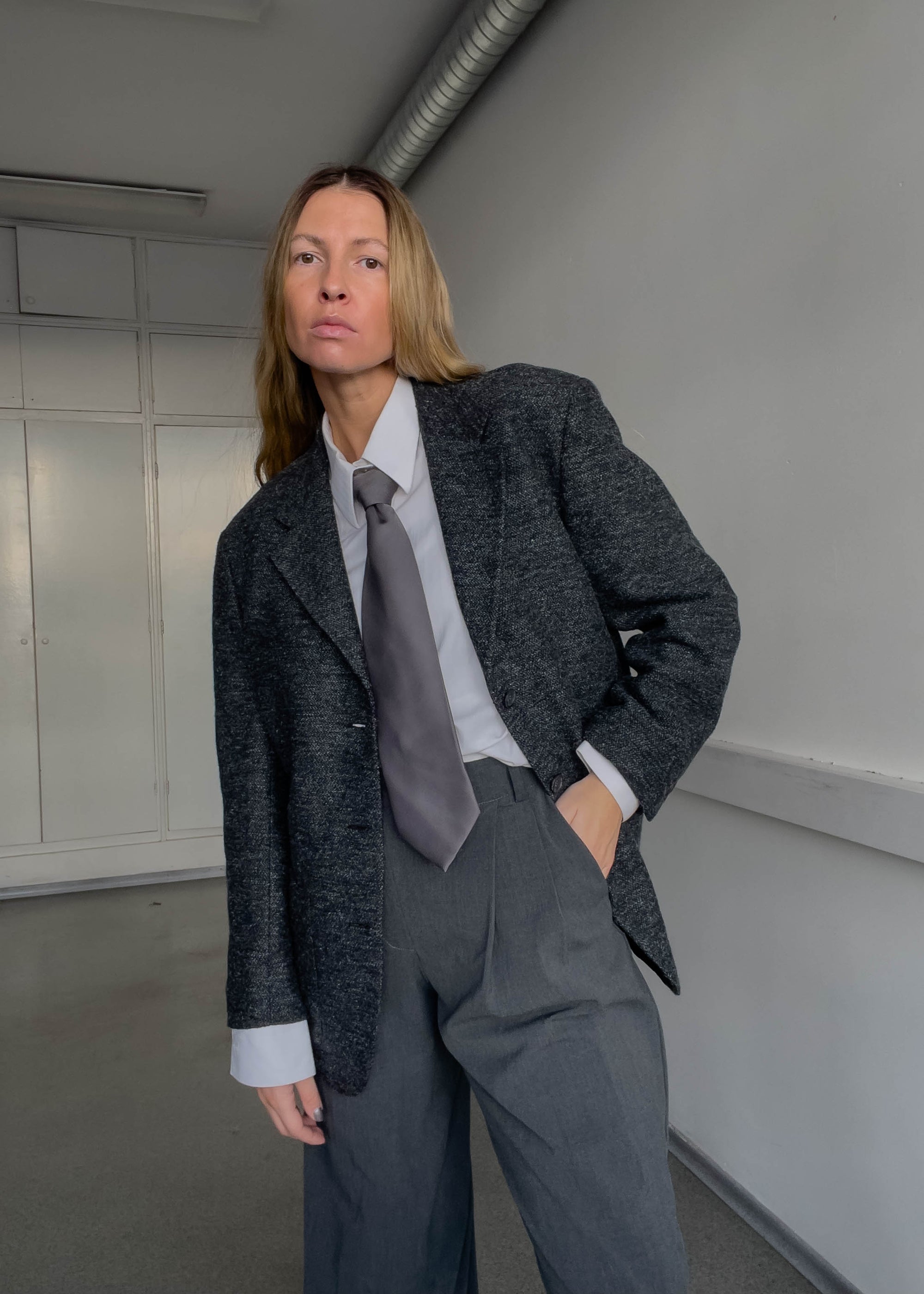 Vintage Grey Oversized Blazer