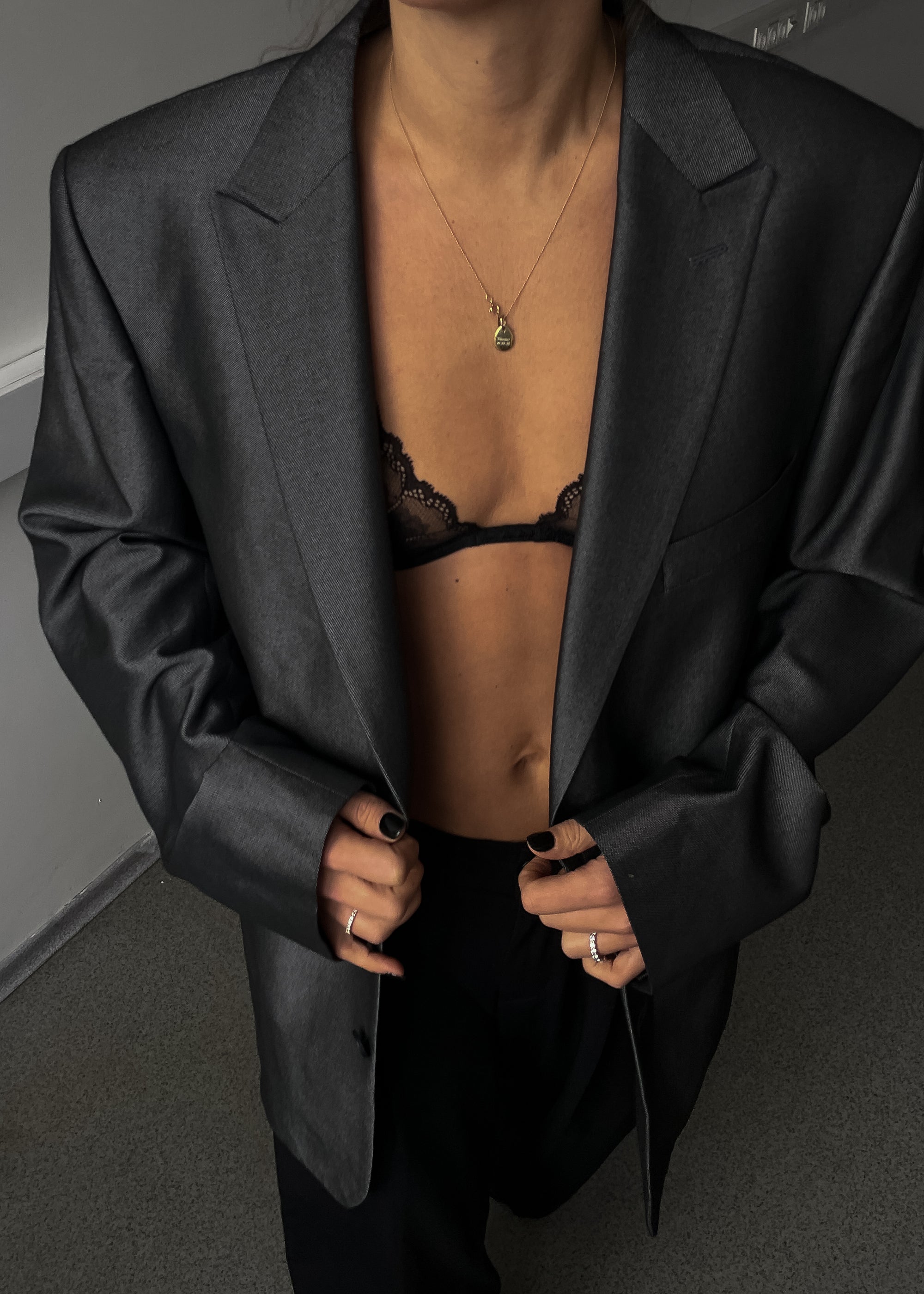 Vintage Grey Shiny Oversized Festive Blazer