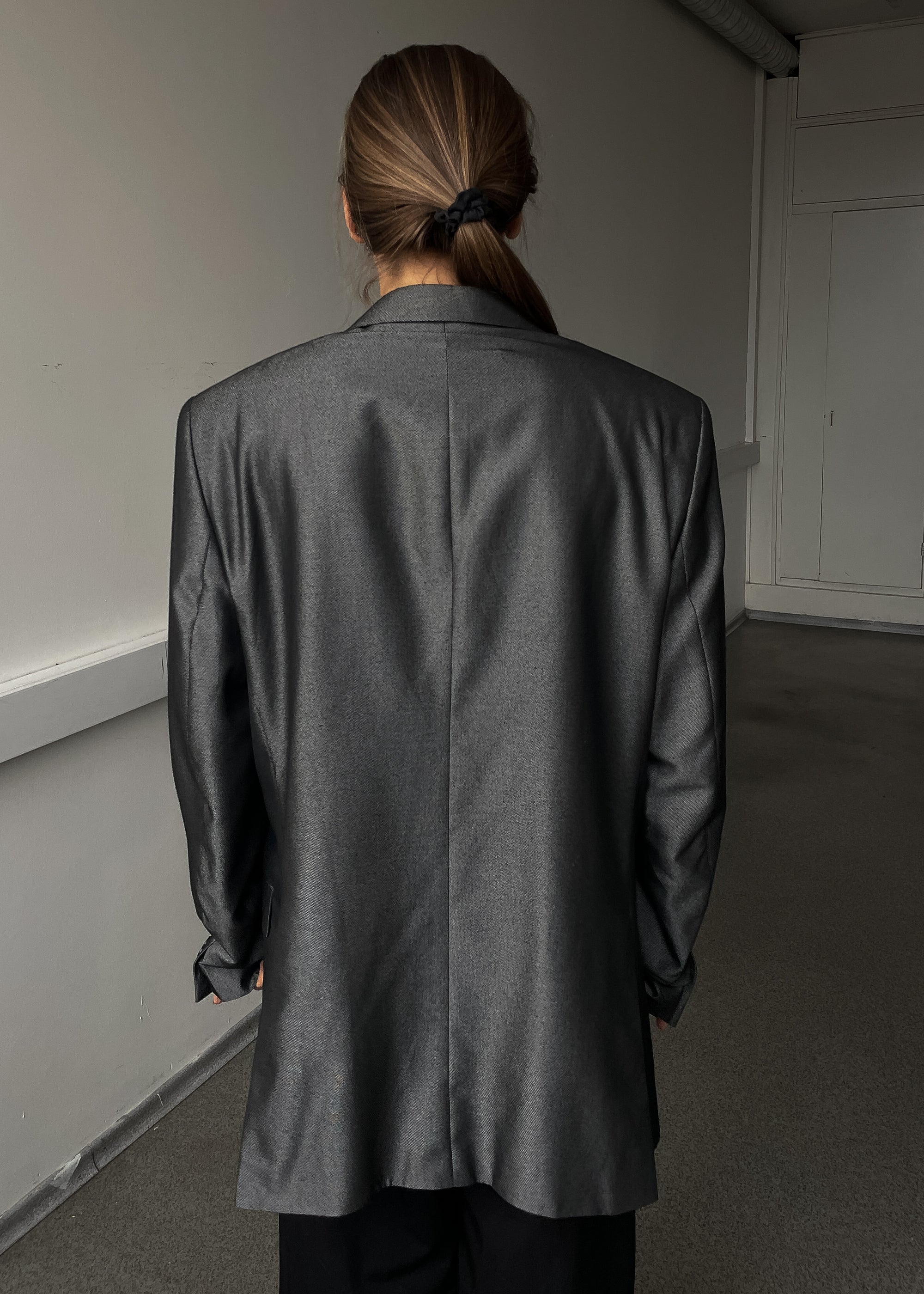 Vintage Grey Shiny Oversized Festive Blazer