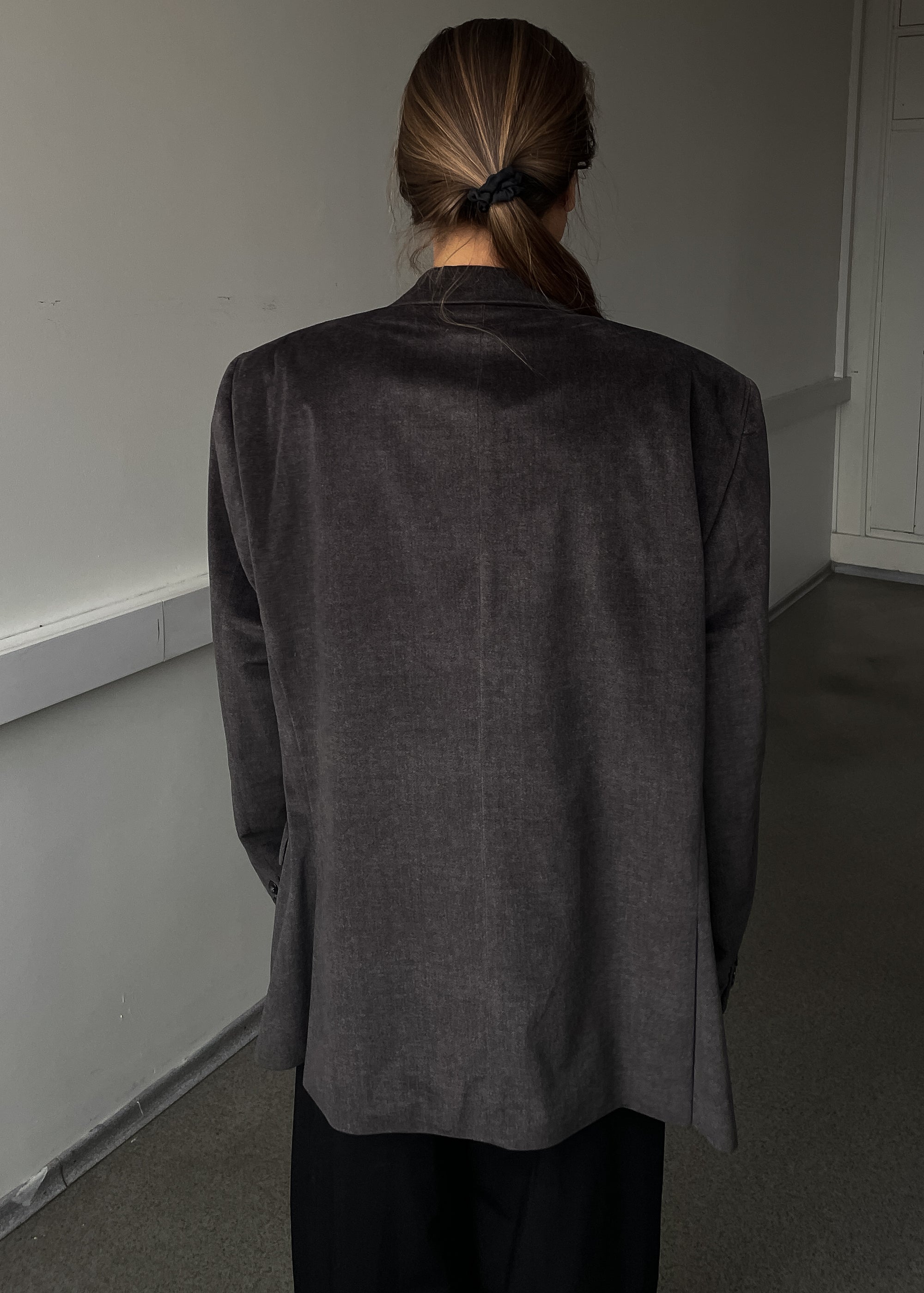 Vintage Grey Velvet Oversized Festive Blazer