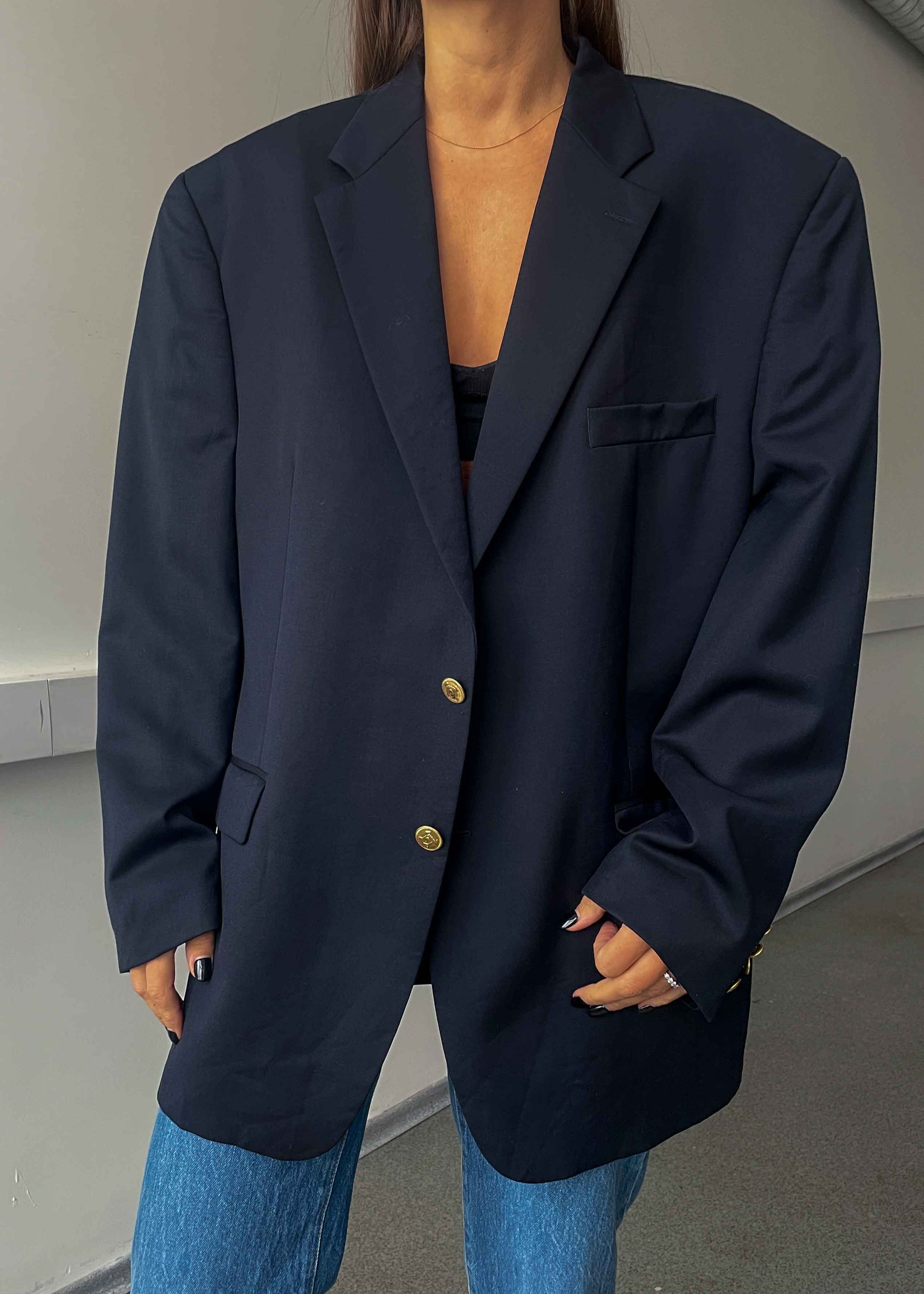 Vintage Navy Blue 100 % WOOL Blazer Chaps by RALPH LAUREN