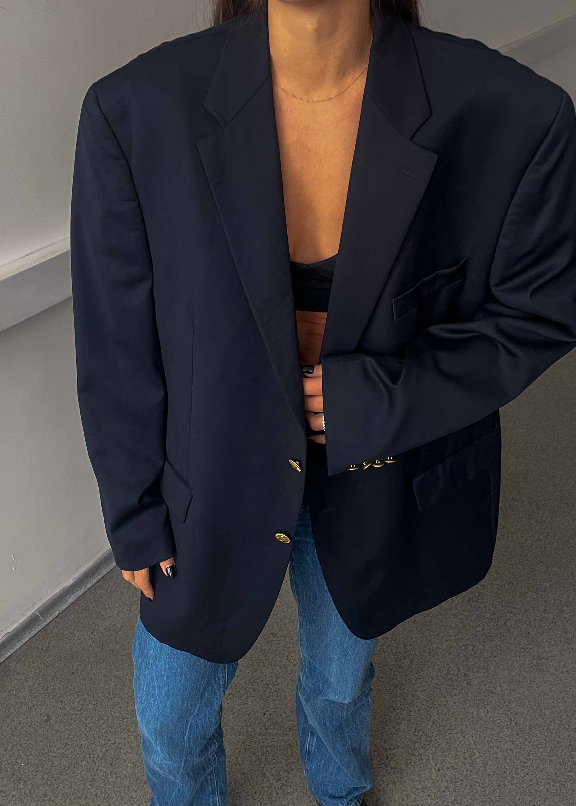 Vintage Navy Blue 100 % WOOL Blazer Chaps by RALPH LAUREN