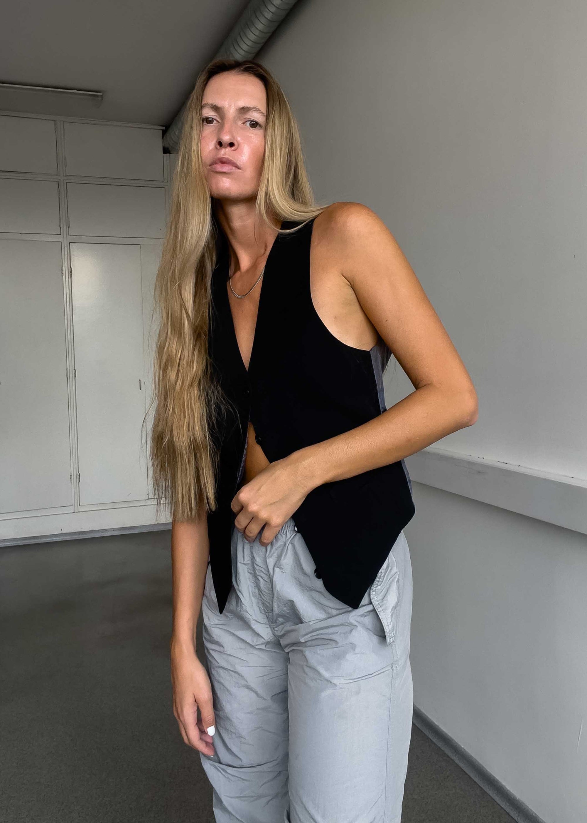 Vintage Black Oversized Classy Vest