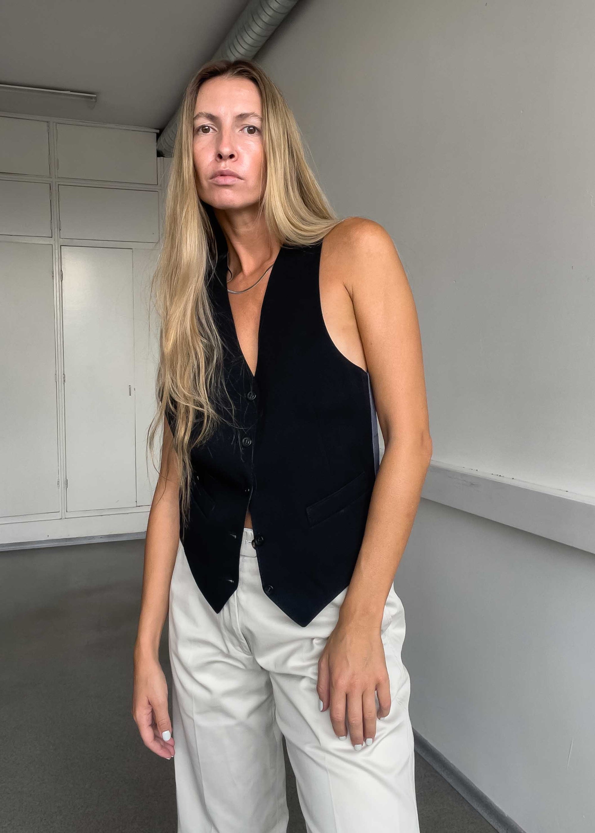 Vintage Black Oversized Classy Vest
