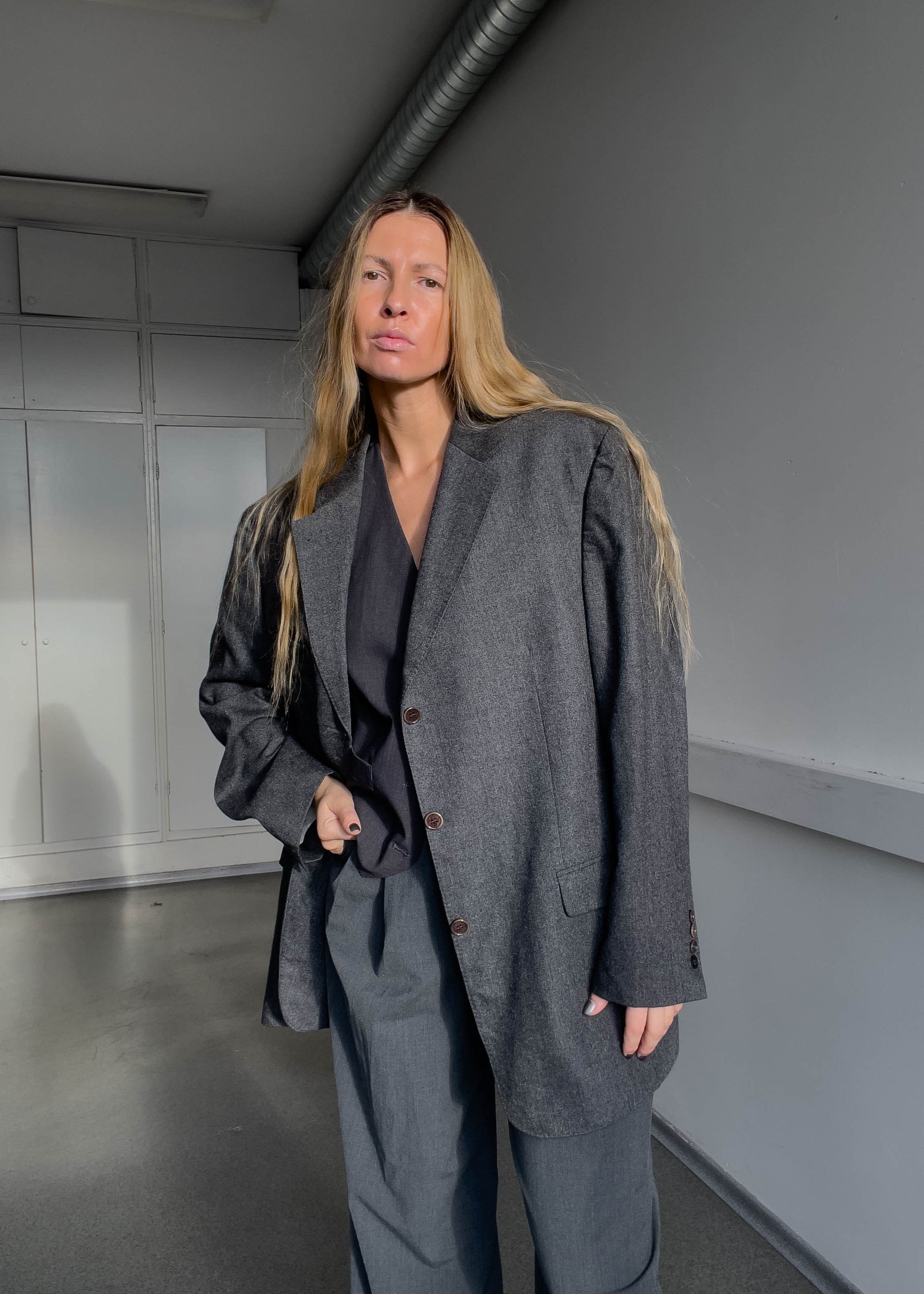 Vintage Grey Oversized Blazer