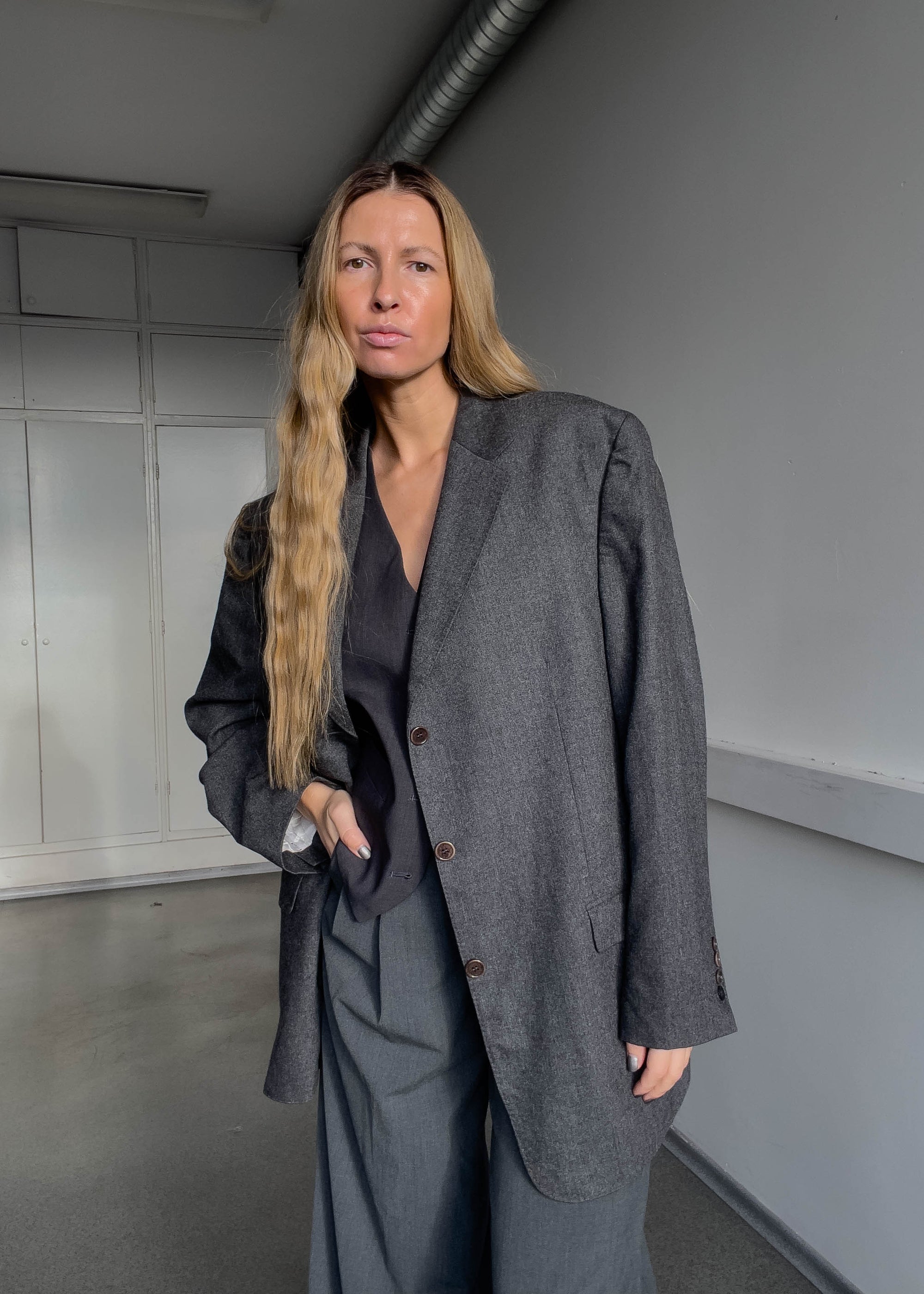 Vintage Grey Oversized Blazer