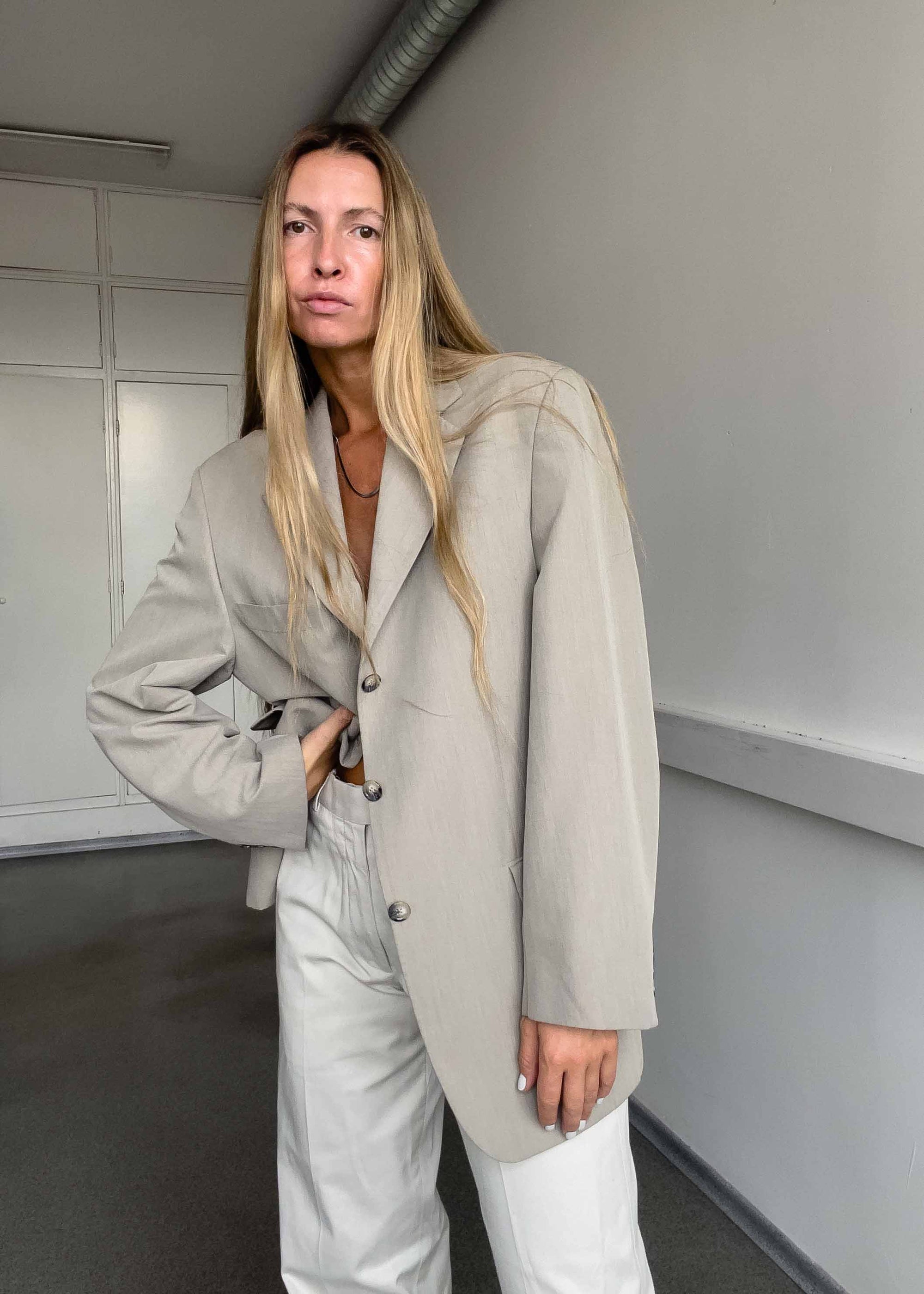 Vintage Grey Oversized Blazer