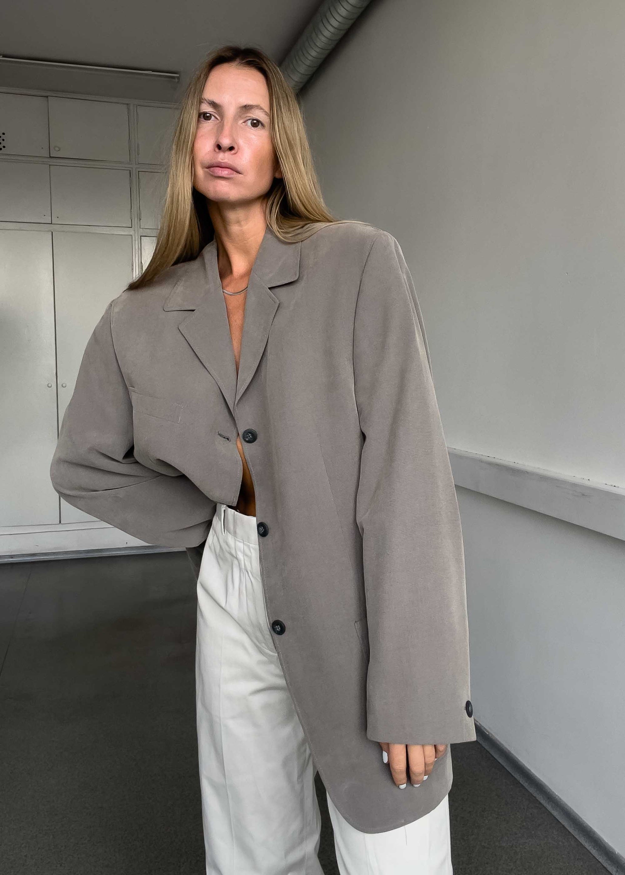 Vintage Grey Oversized Blazer