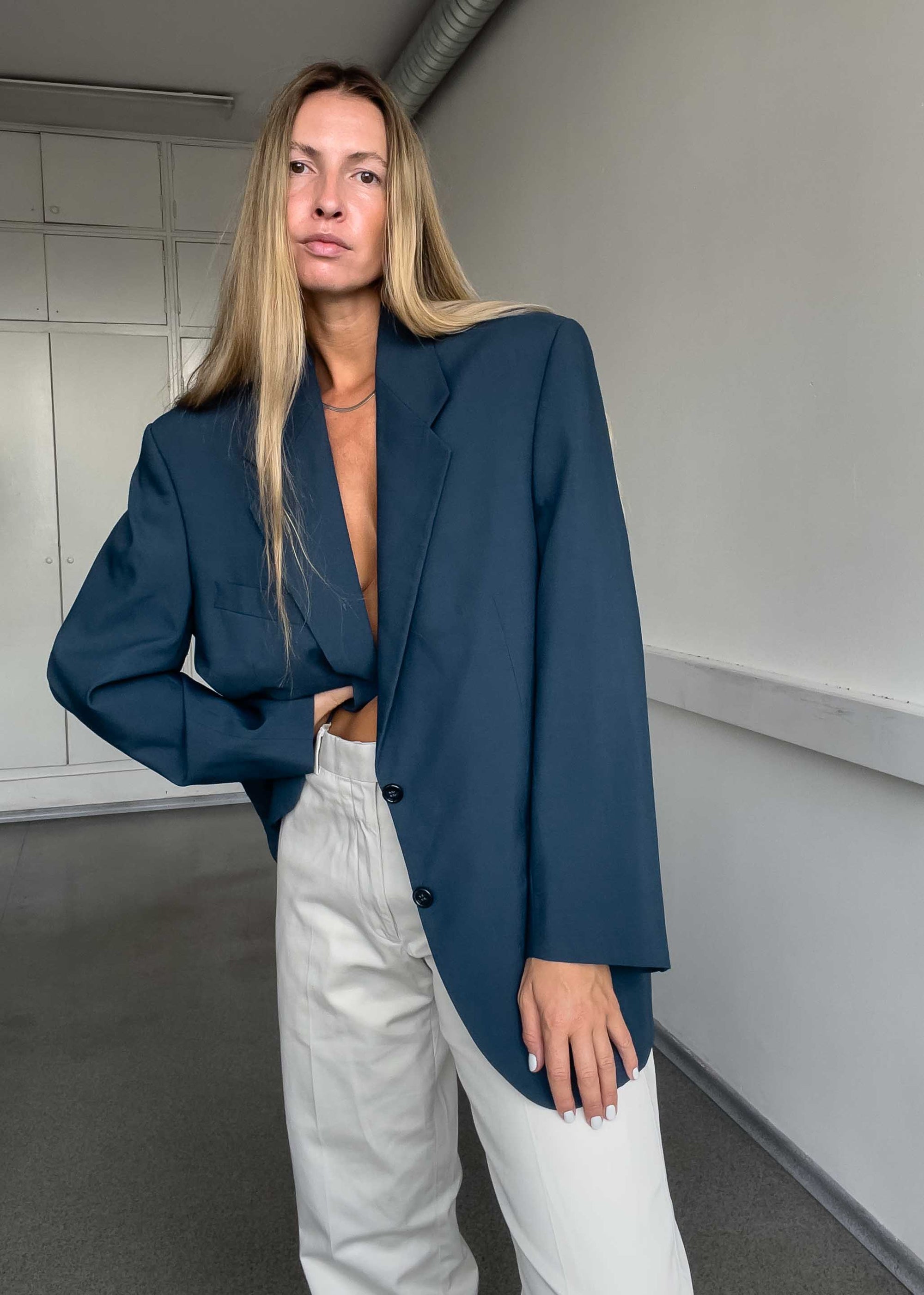 Vintage Turquoise Oversized Blazer