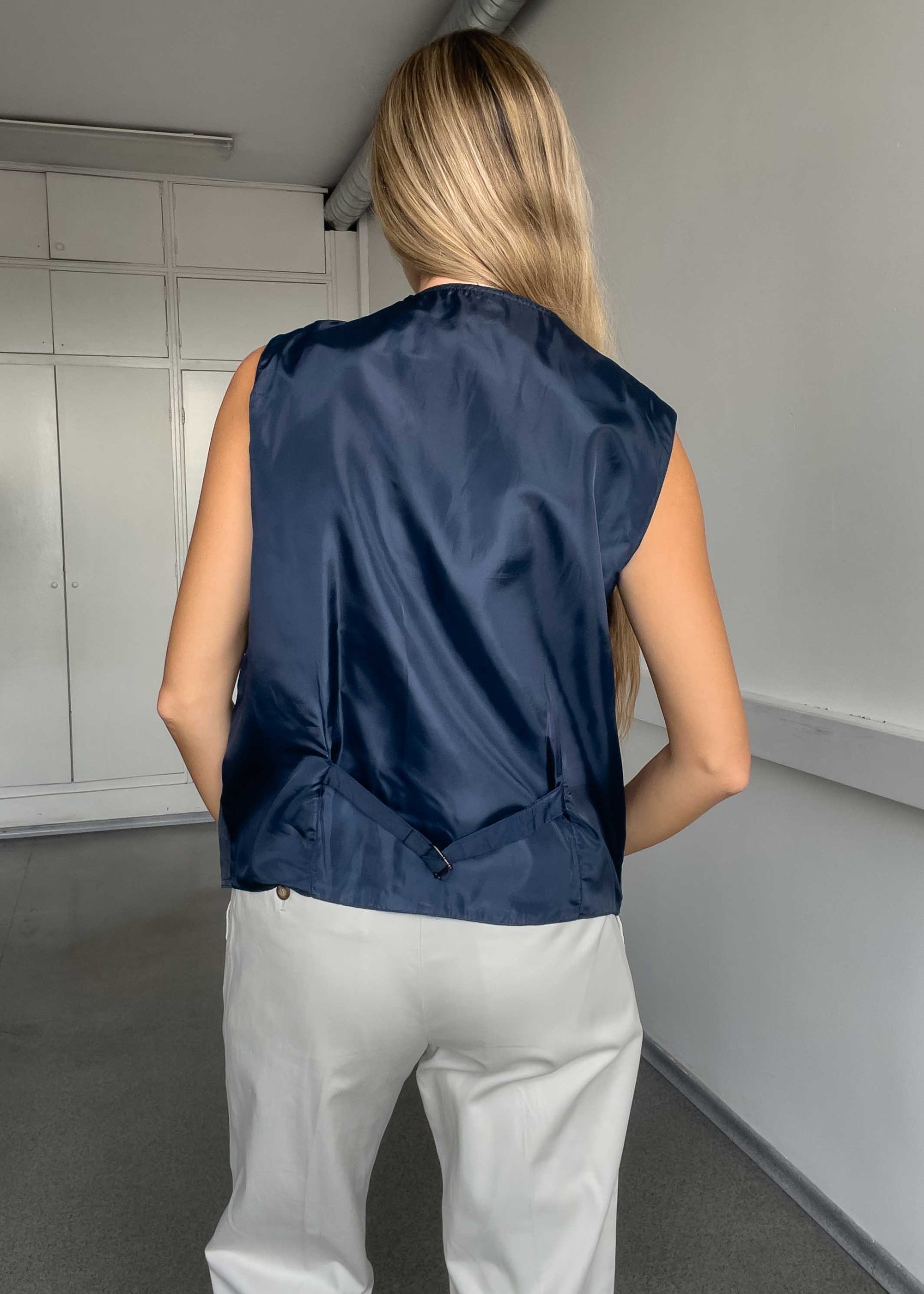 Vintage Blue Oversized Suede Vest
