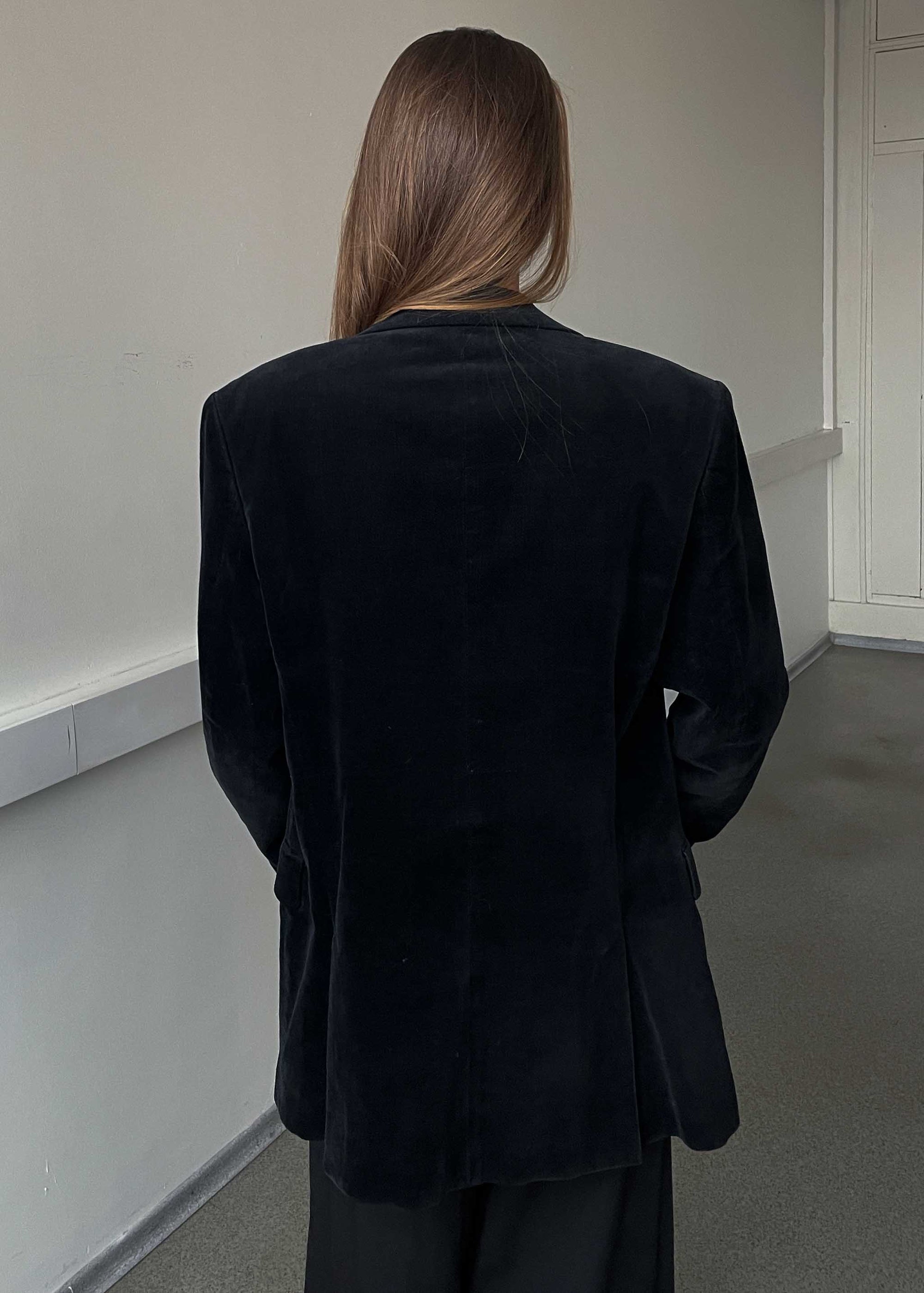 Vintage Black Velvet Oversized Festive Blazer