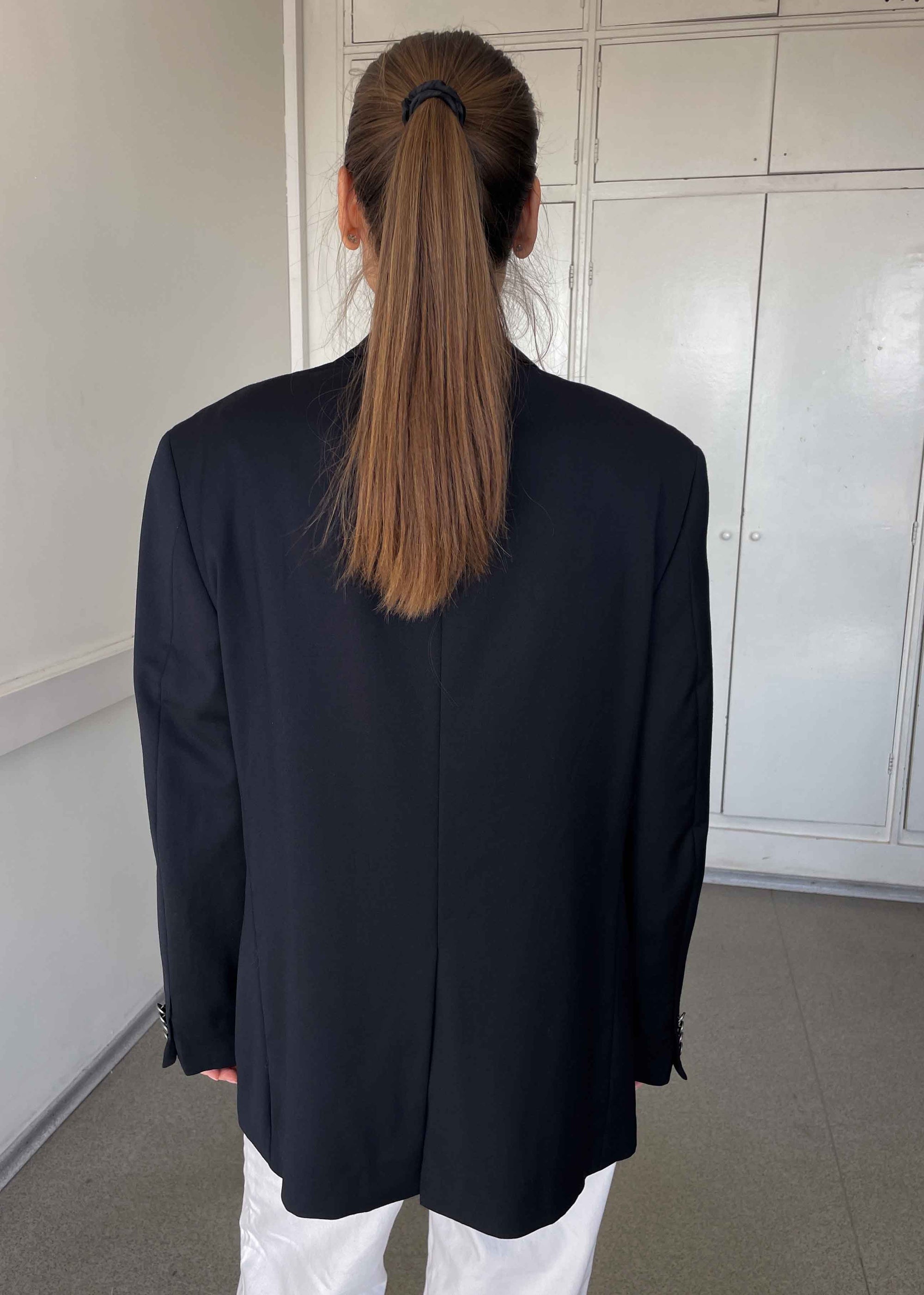 Vintage Navy Blue Oversized Blazer with Metal Buttons