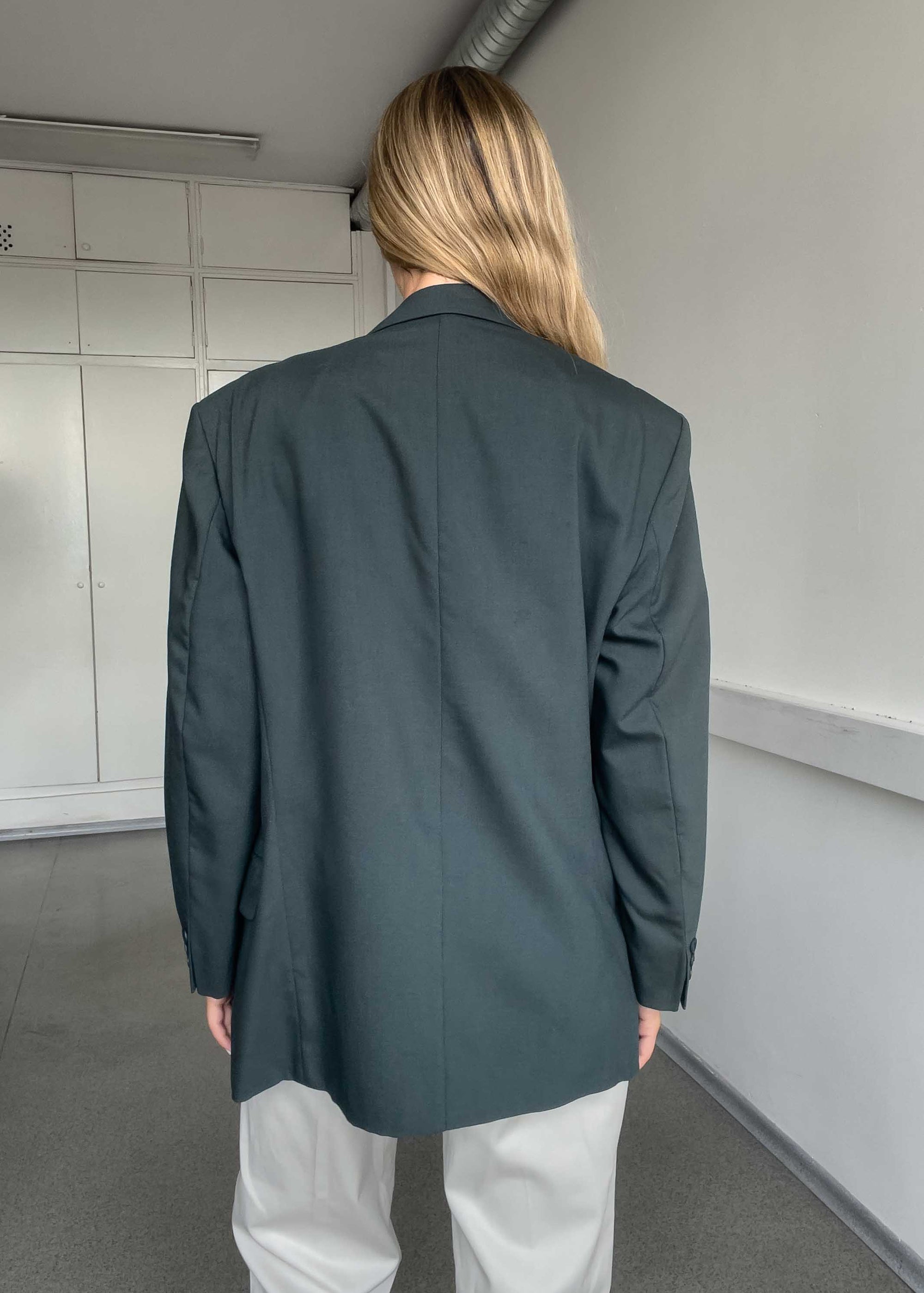 Vintage Green Oversized Double Breasted Blazer