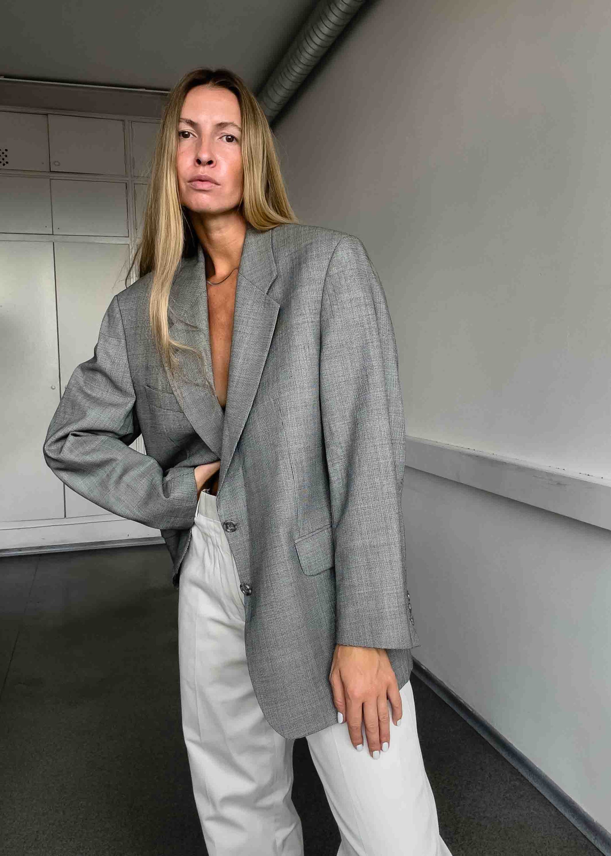 Vintage Grey Oversized Blazer