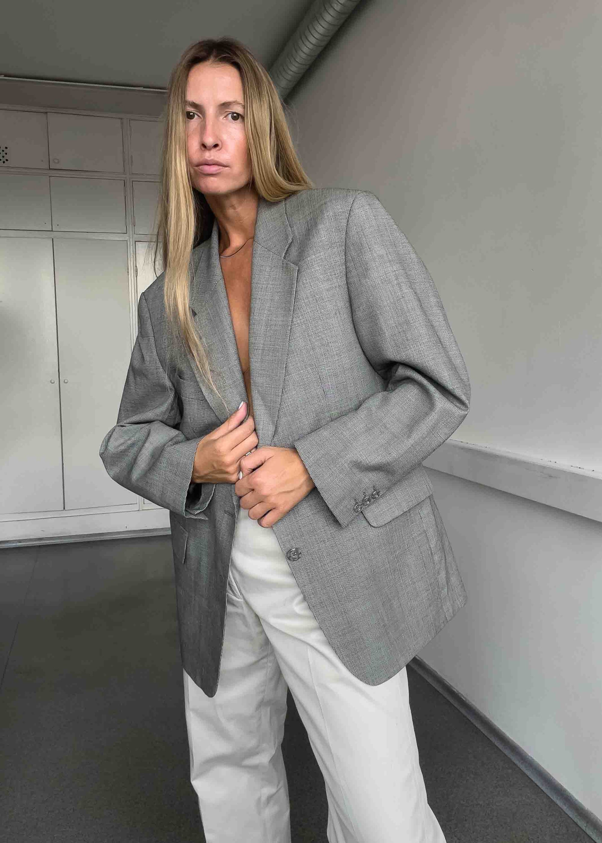 Vintage Grey Oversized Blazer