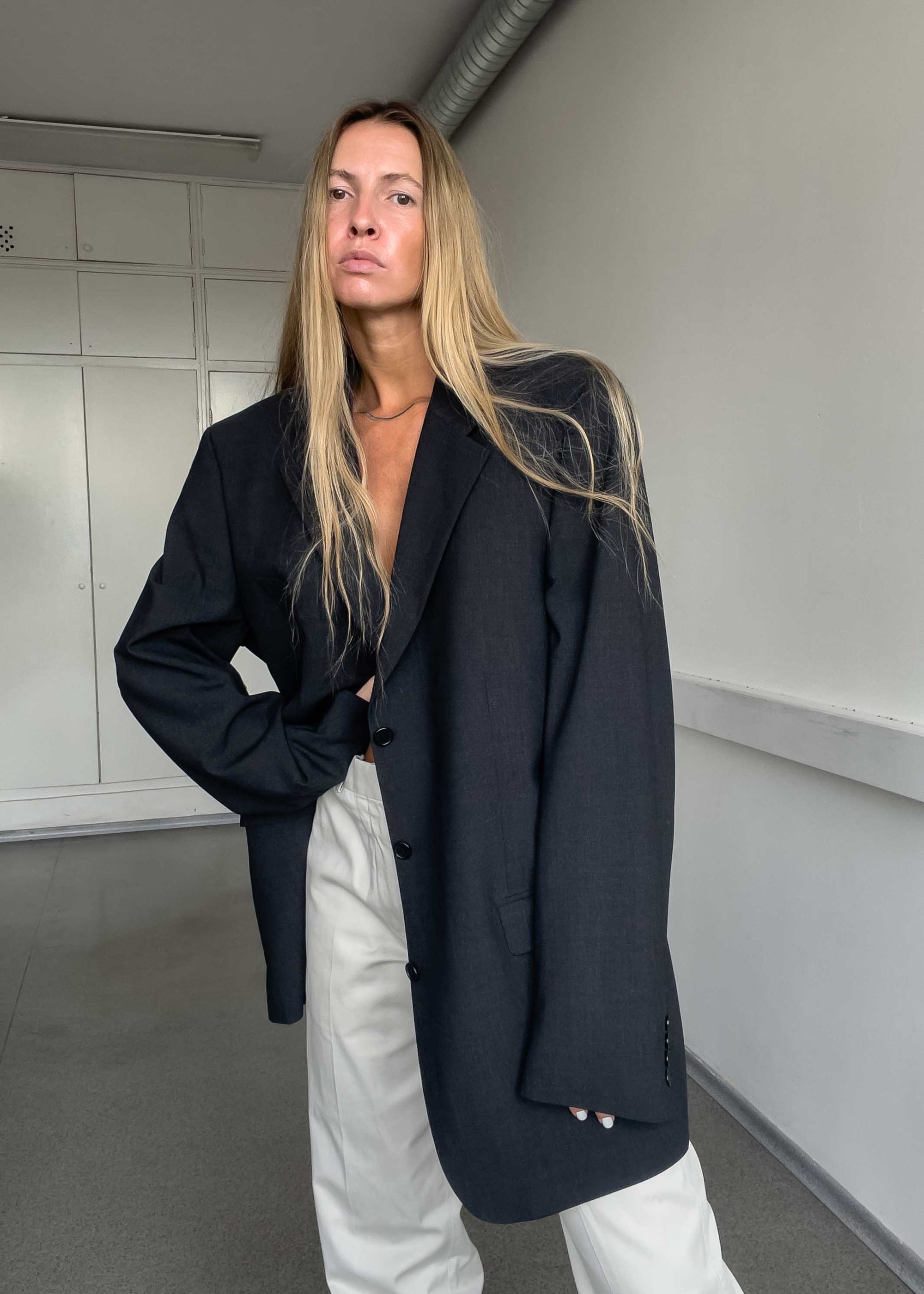 Vintage Grey Oversized Blazer