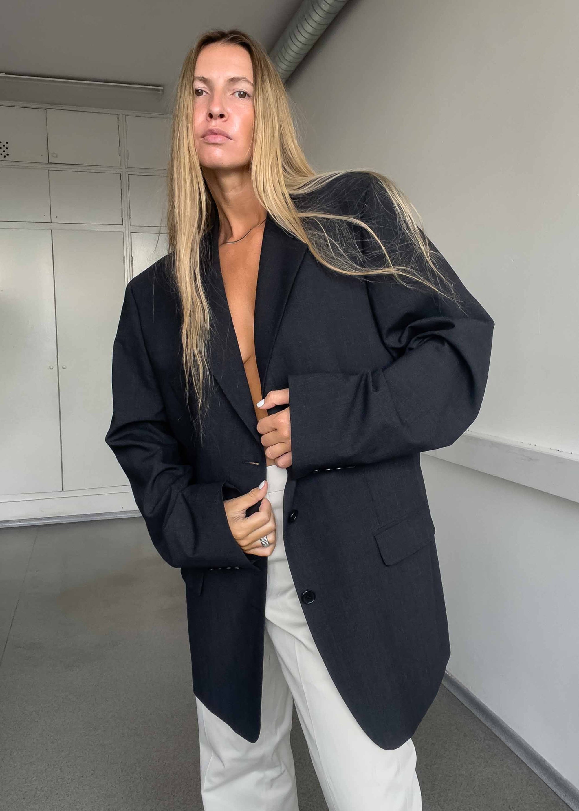 Vintage Grey Oversized Blazer
